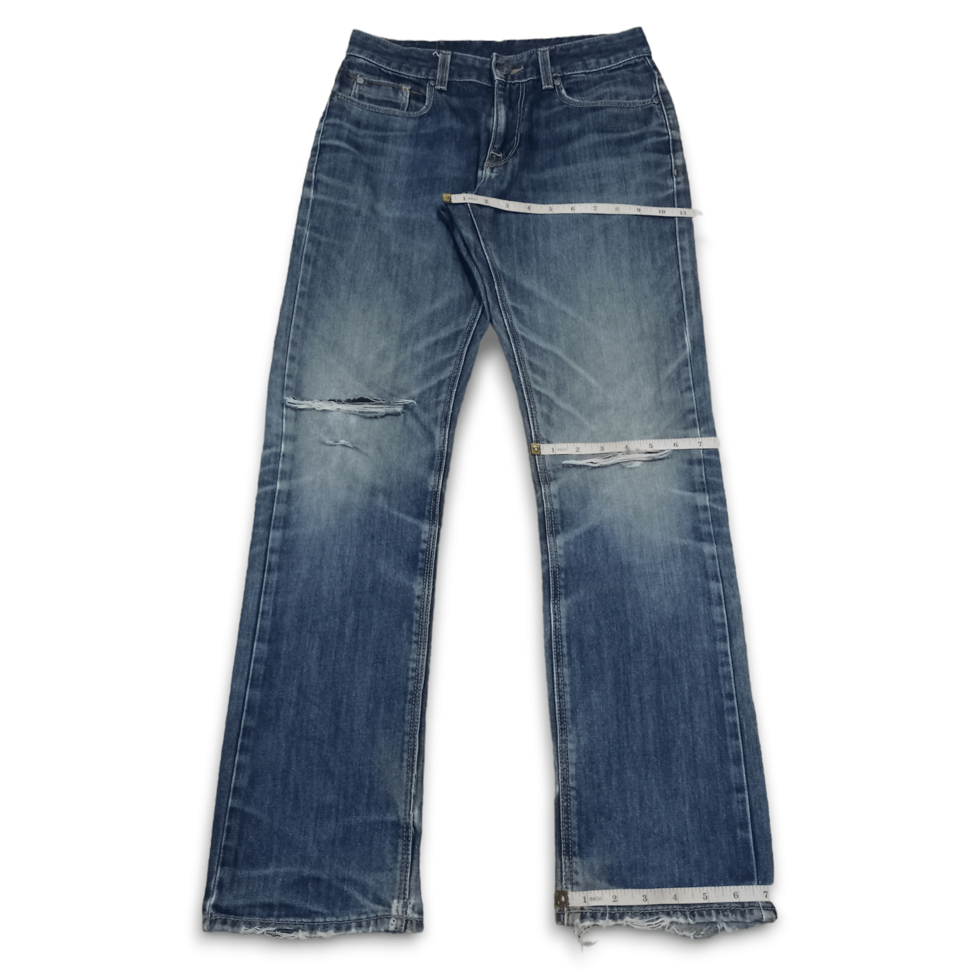 Puma Vintage Puma Blue Wash Rip Destroyed Style Jeans 29x31 Size US 29 - 14 Thumbnail