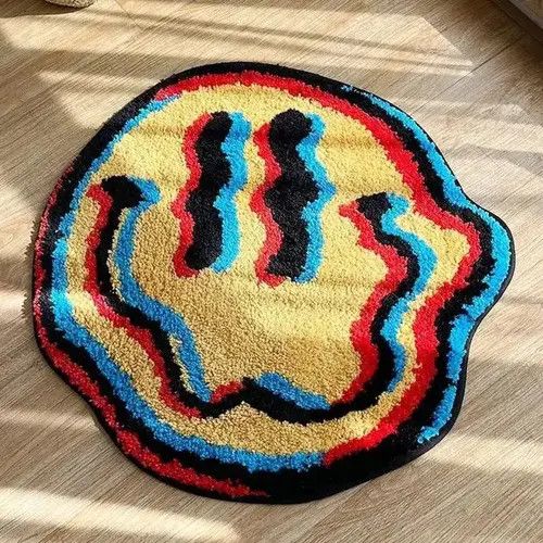 Designer × Japanese Brand Smiling Tufted Rug for Bedroom Home Decor Carpet Custom Size ONE SIZE - 2 Thumbnail