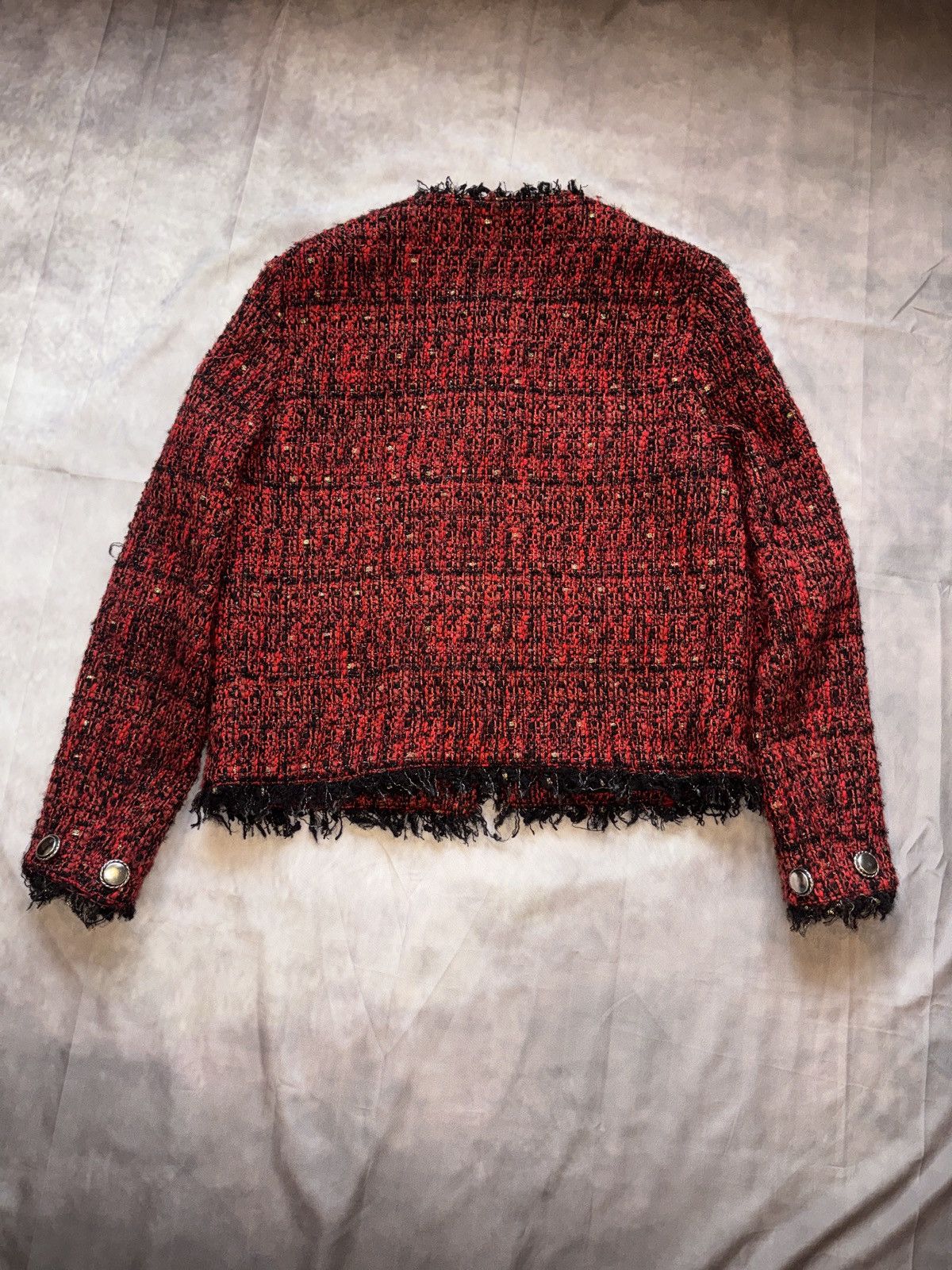 MSGM MSGM Red Tweed Fringed Jacket / Boucle Blazer with Buttons Size XL / US 12-14 / IT 48-50 - 11 Thumbnail