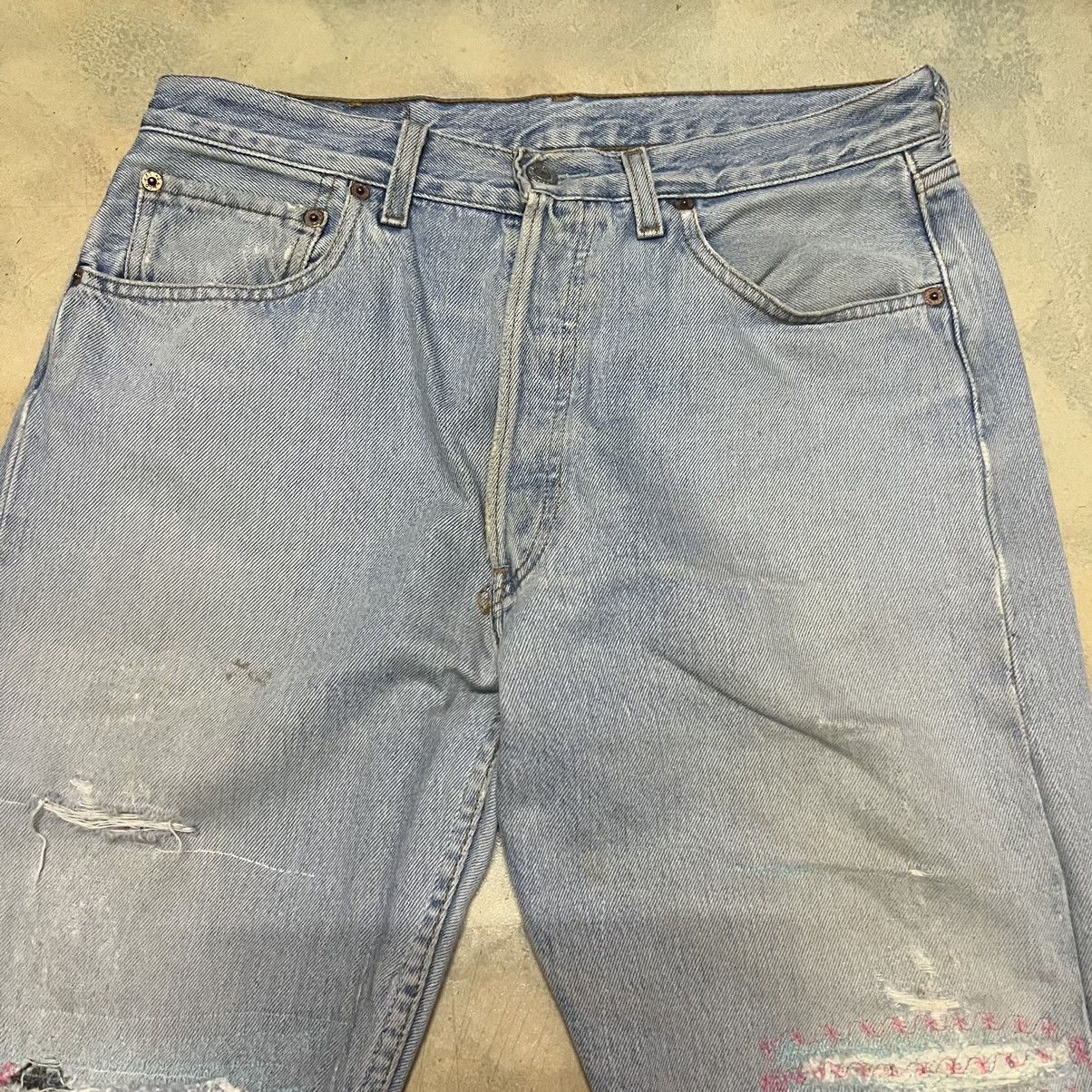 Levi's Vintage Distressed Levis 501 Denim Jeans Size US 31 - 3 Thumbnail
