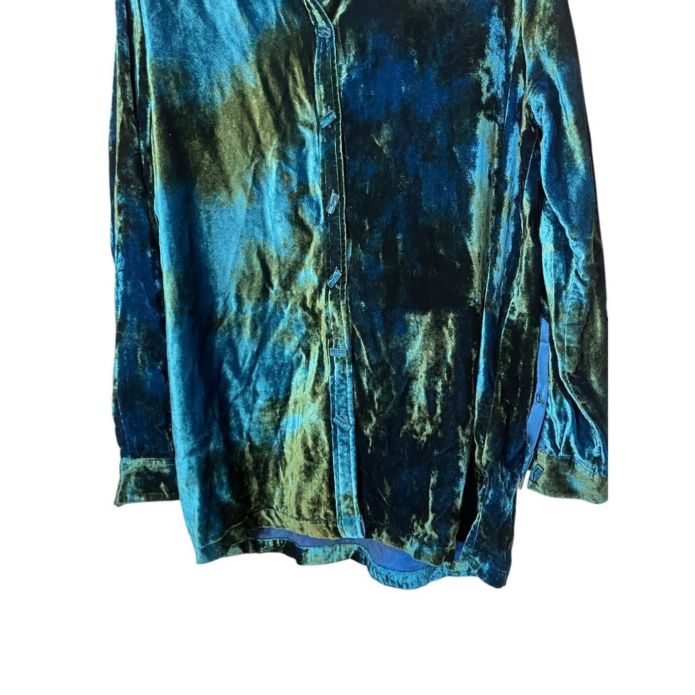 Other John Mark Tie Dye Green Blue Velvet Collared Tunic Size M Size M / US 6-8 / IT 42-44 - 3 Thumbnail