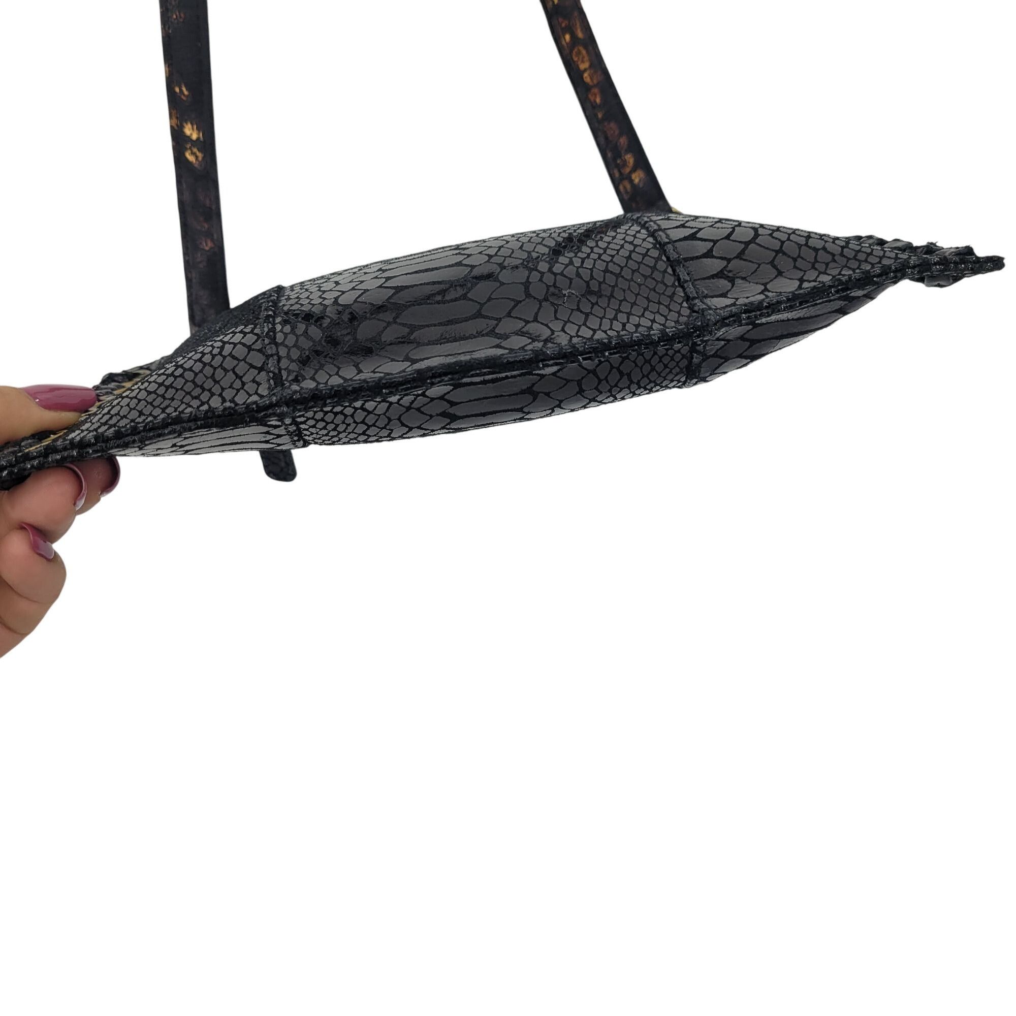 Other Y2K Sharif Black Faux Snake Wristlet Clutch Bag Baguette Gro Size ONE SIZE - 5 Thumbnail