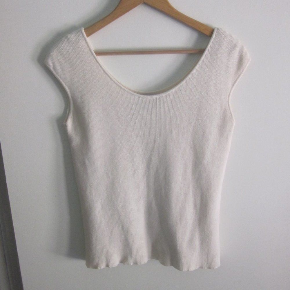 Other Dusan Ivory Knit Cotton Sweater Tank Women’s Size Large Size L / US 10 / IT 46 - 4 Thumbnail