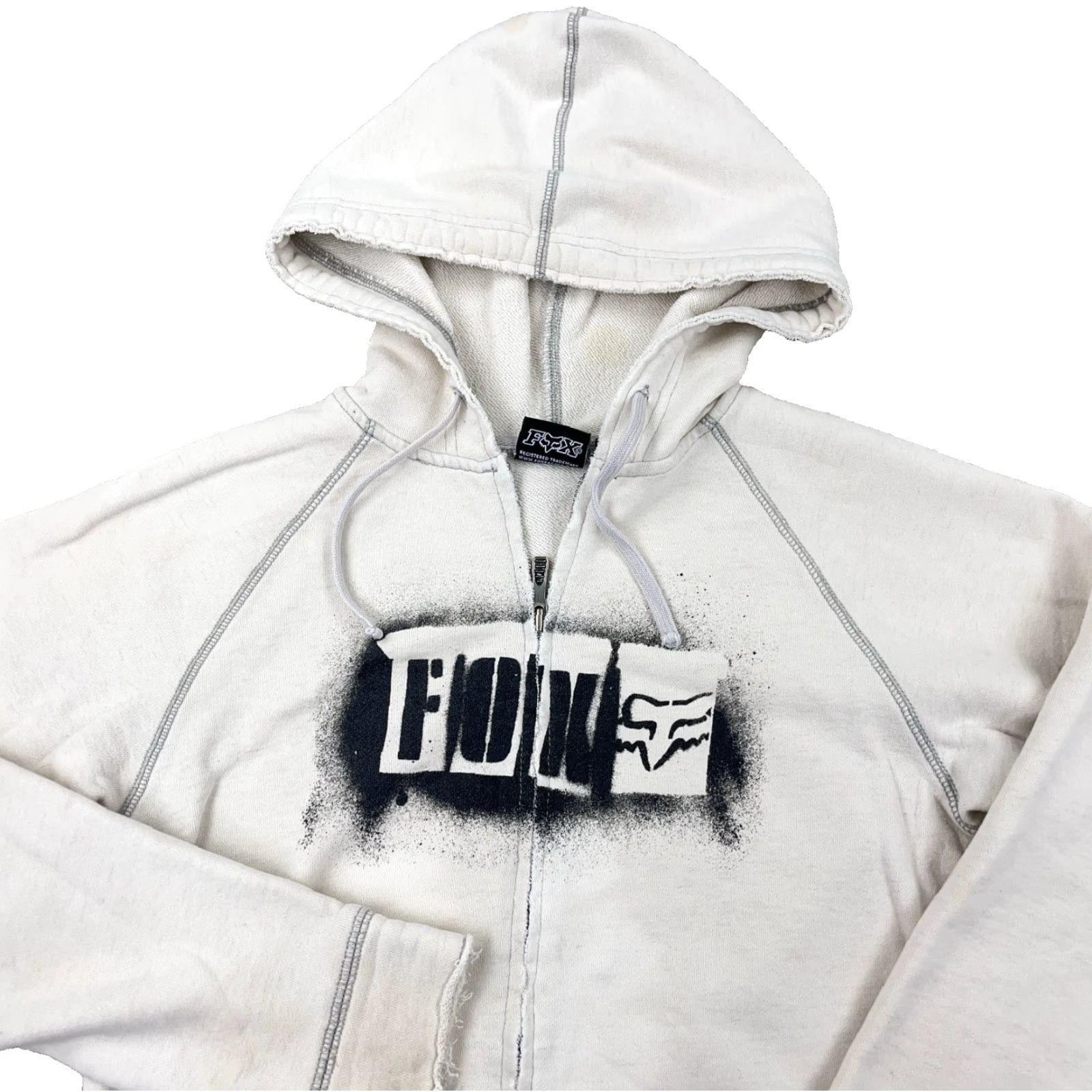 Vintage VINTAGE Fox Hoodie Women S White Full Zip Sweatshirt Jacket Grunge Activewear Casual Size S Graphic Print Logo Size S / US 4 / IT 40 - 2 Thumbnail