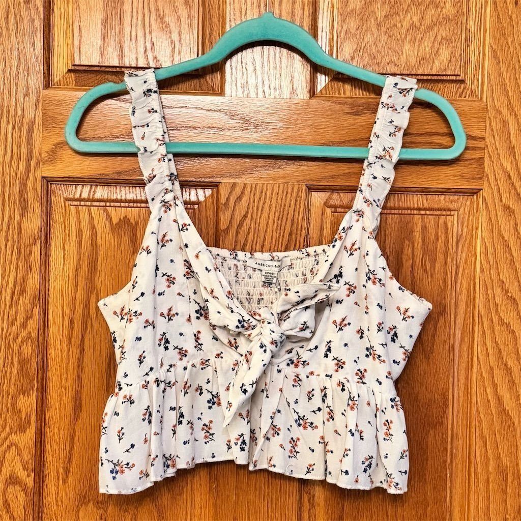 American Eagle Outfitters American Eagle Women's Floral Tie Front Tank Top Multicolor Size M / US 6-8 / IT 42-44 - 1 Thumbnail