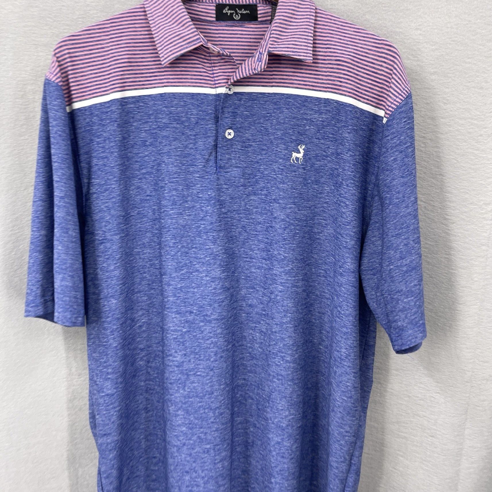 Vintage Byron Nelson Polo Shirt Mens Large Blue Pink Striped Golf Performance Preppy Dad Size US L / EU 52-54 / 3 - 3 Thumbnail