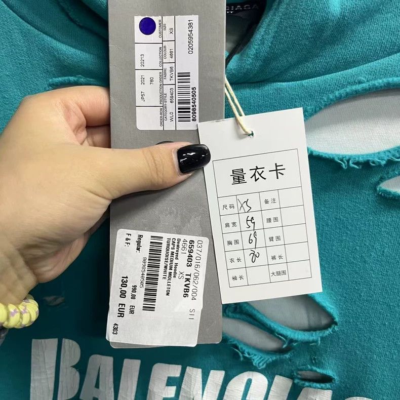 Balenciaga Balenciaga Sky blue monogrammed ripped hoodie 2505-Nextarro Size US XS / EU 42 / 0 - 3 Thumbnail