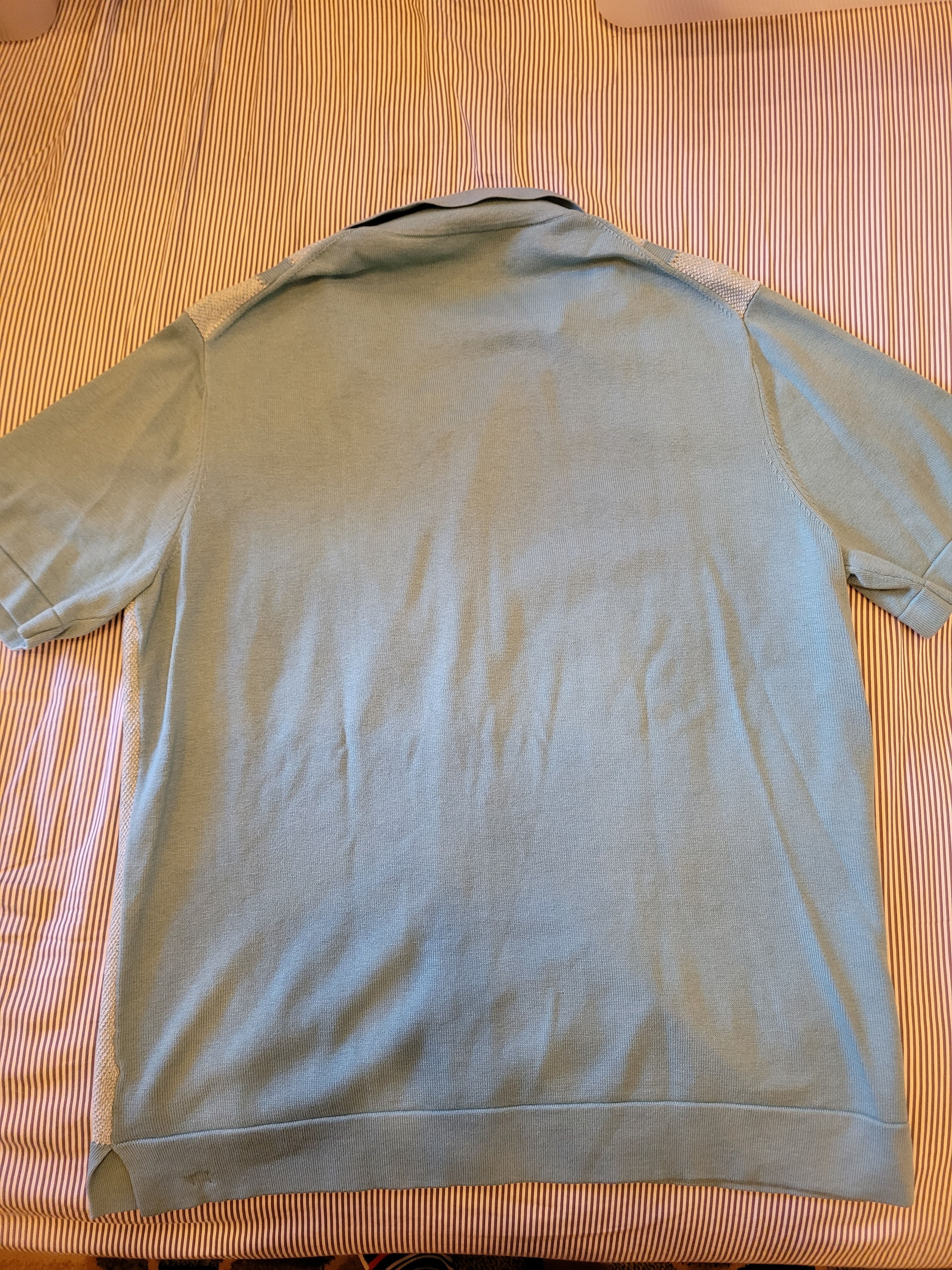 Todd Snyder Silk Cotton Small Tonal Full Placket Polo Aqua Size US M / EU 48-50 / 2 - 5 Thumbnail