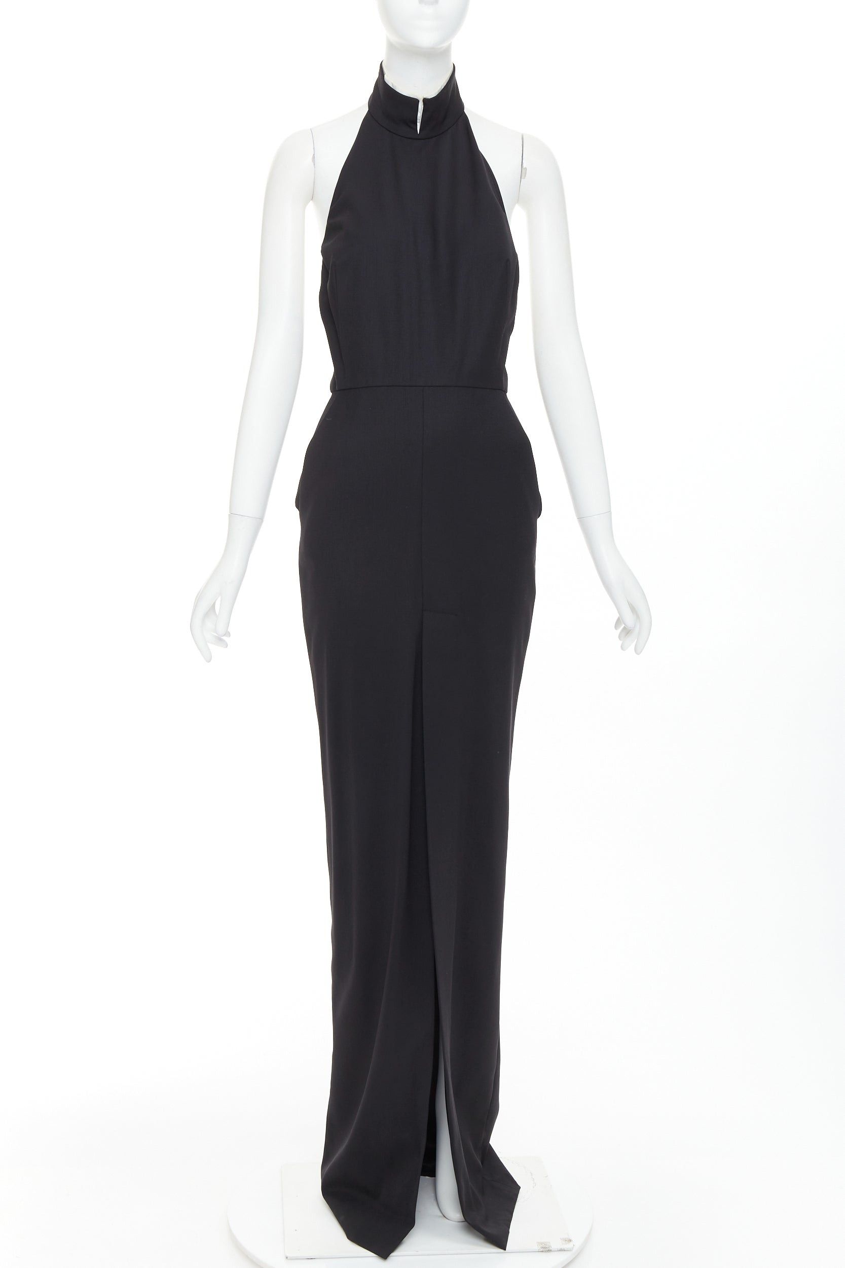 Alexandre Vauthier ALEXANDRE VAUTHIER COUTURE AW2018 Runway black wool high collar open back slit front gown Size S / US 4 / IT 40 - 1 Thumbnail