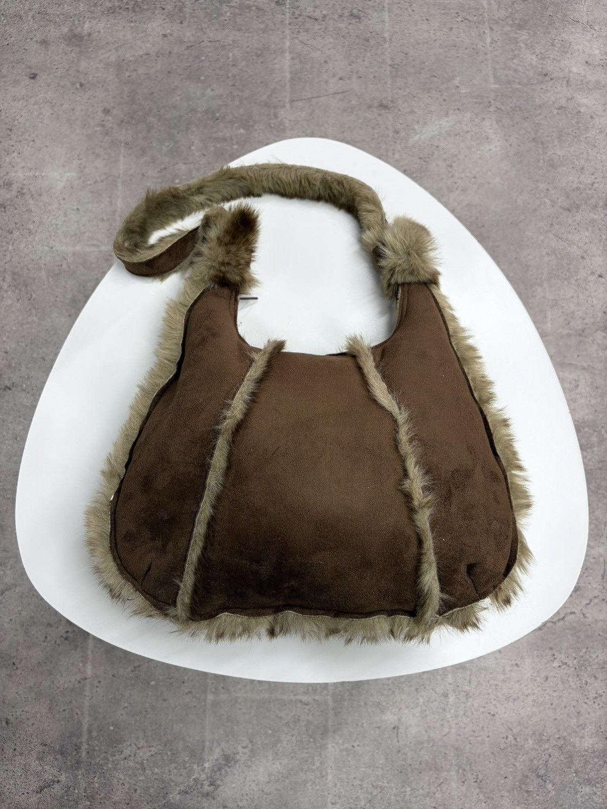If Six Was Nine Vintage Shearling Fur Leather Shoulder Bag Y2K Boho Suede Size ONE SIZE - 6 Thumbnail