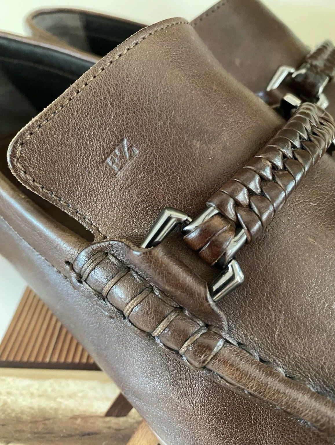 Ermenegildo Zegna Woven leather horsebit mock toe loafer Size US 9.5 / EU 42-43 - 3 Thumbnail