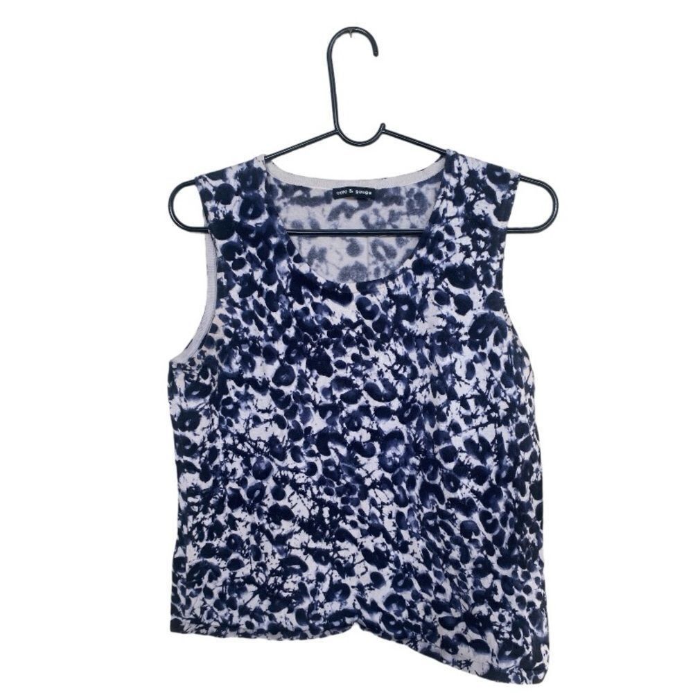 Other Cable & Gauge Abstract Print Sleeveless Knit Top Sz M Blue W Size M / US 6-8 / IT 42-44 - 3 Thumbnail