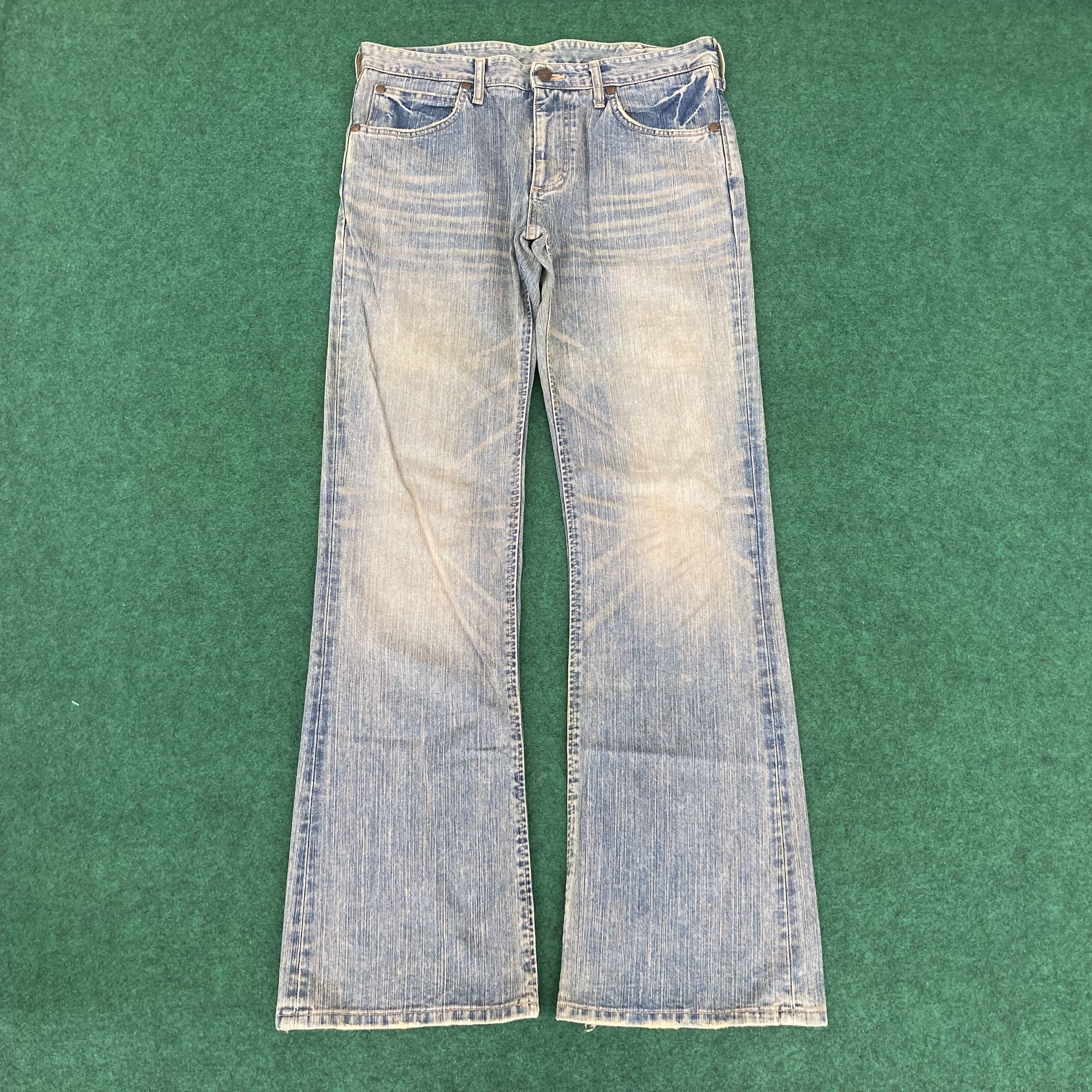 Vtg Wrangler Blue Denim Flare 90s Sz 33 Bootcut Jeans