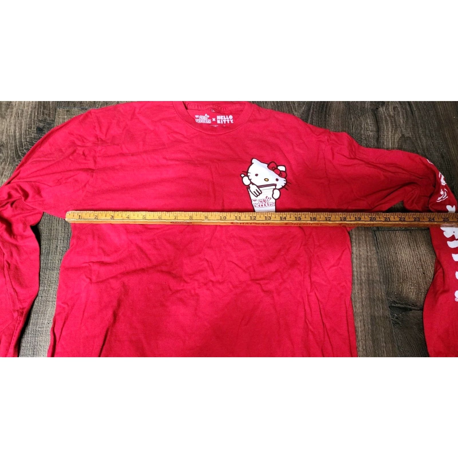 Ripple Junction Ripple Junction Hello Kitty Nissin Cup Noodles Long Sleeve T-Shirt Womens Medium Red Size M / US 6-8 / IT 42-44 - 2 Thumbnail