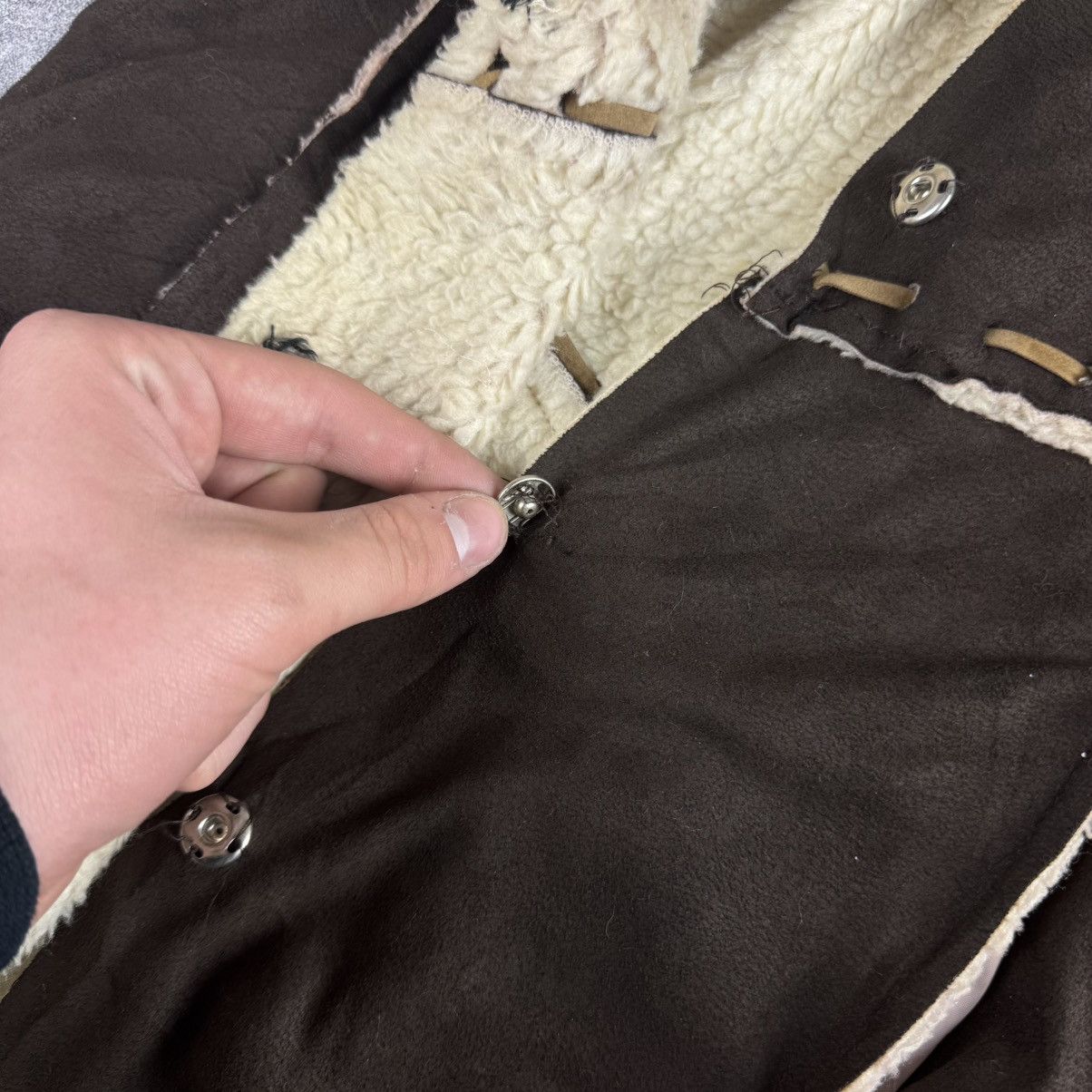 Iceberg Iceberg Vintage 00s Suede Fur Trim Coat / Y2K Aesthetic Size XL / US 12-14 / IT 48-50 - 12 Thumbnail