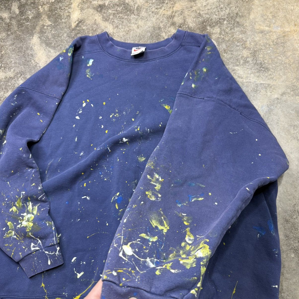 Nike vintage nike 90s painter baggy navy blue sweatshirt Size US XXL / EU 58 / 5 - 5 Thumbnail