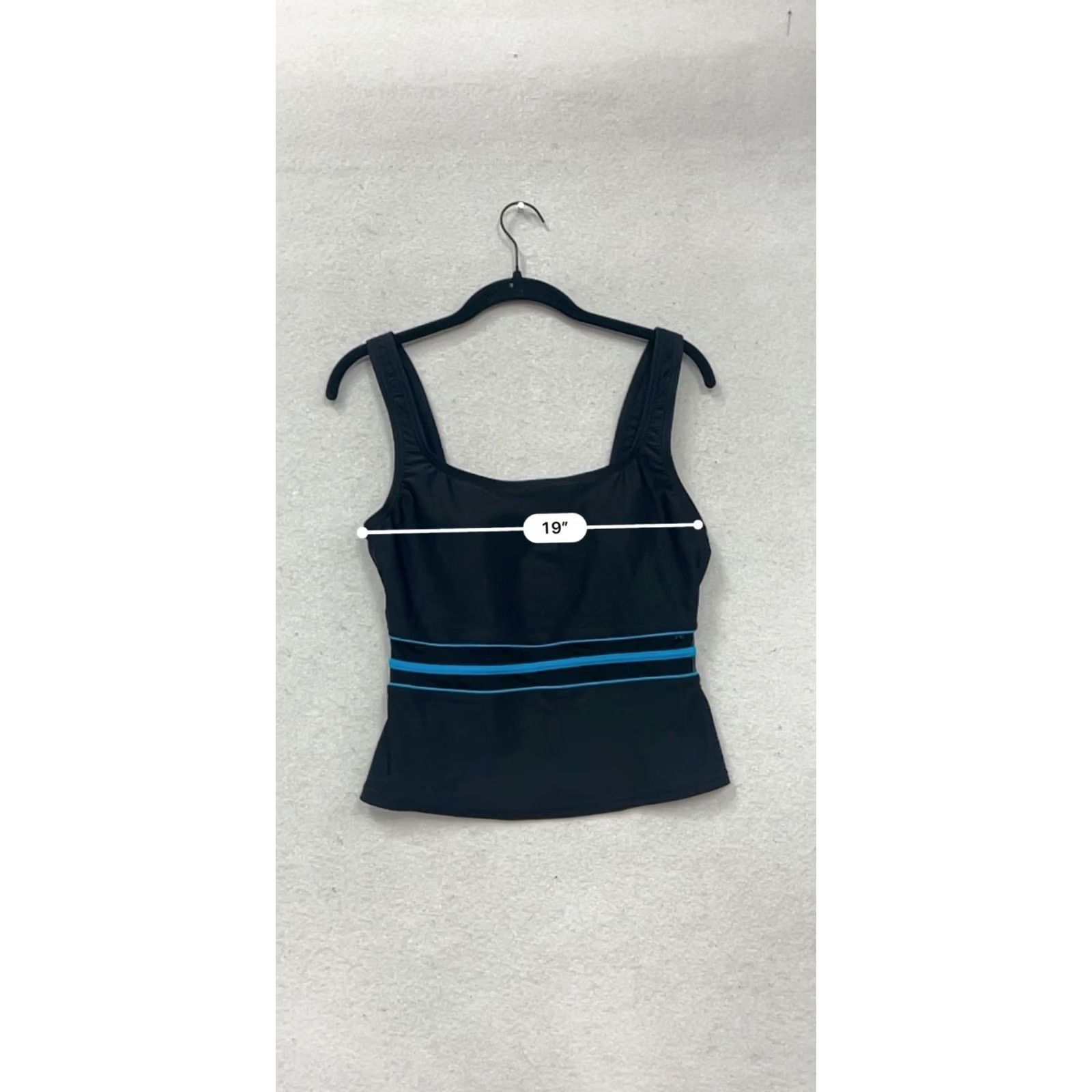 Speedo Speedo Tankini Swim Top Unisex Adults Size 10 Black Blue Stripe Nylon Spandex Size L / US 10 / IT 46 - 7 Thumbnail
