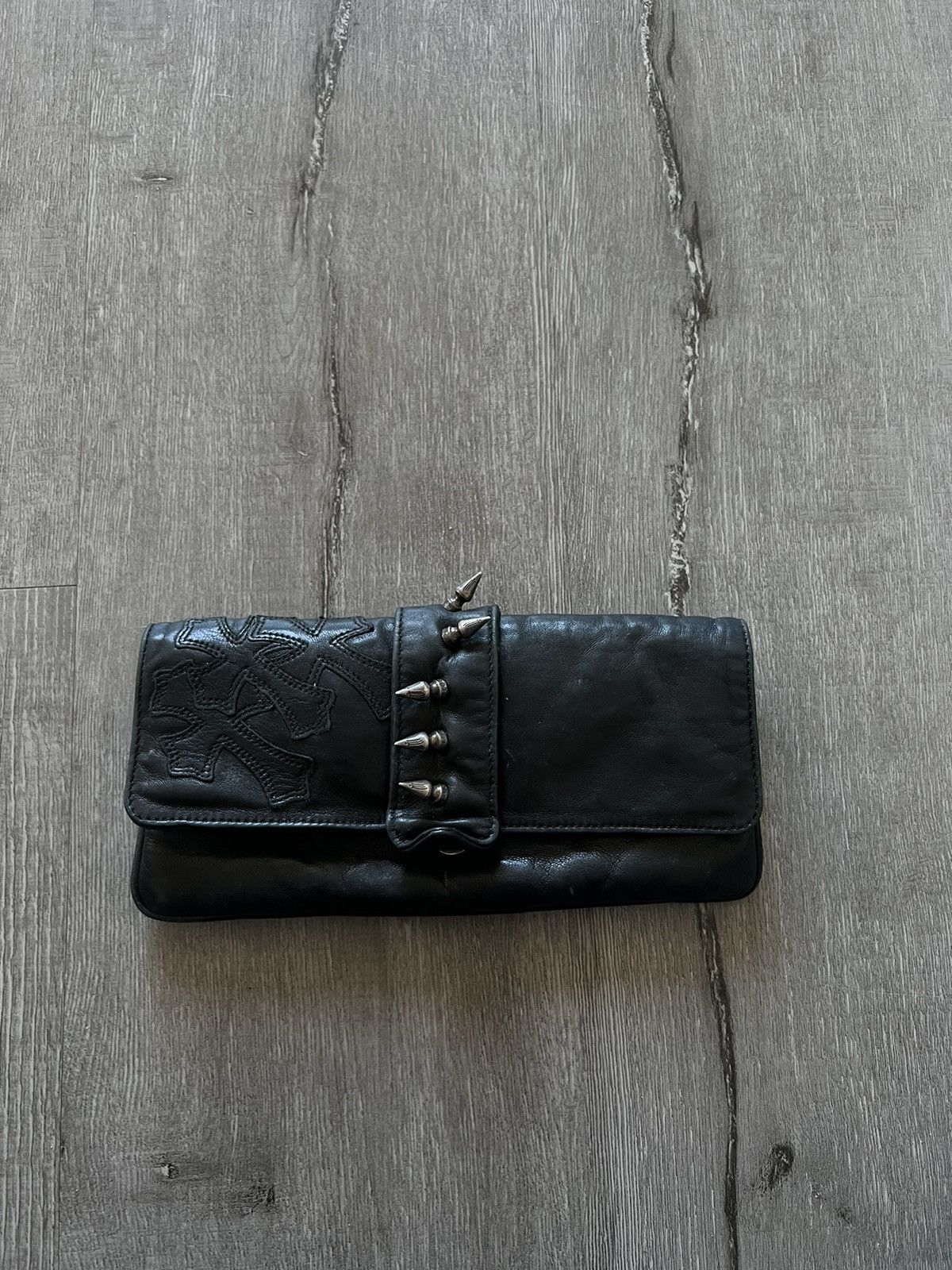 image of Chrome Hearts Vintage Spike Wallet in Black, Men's