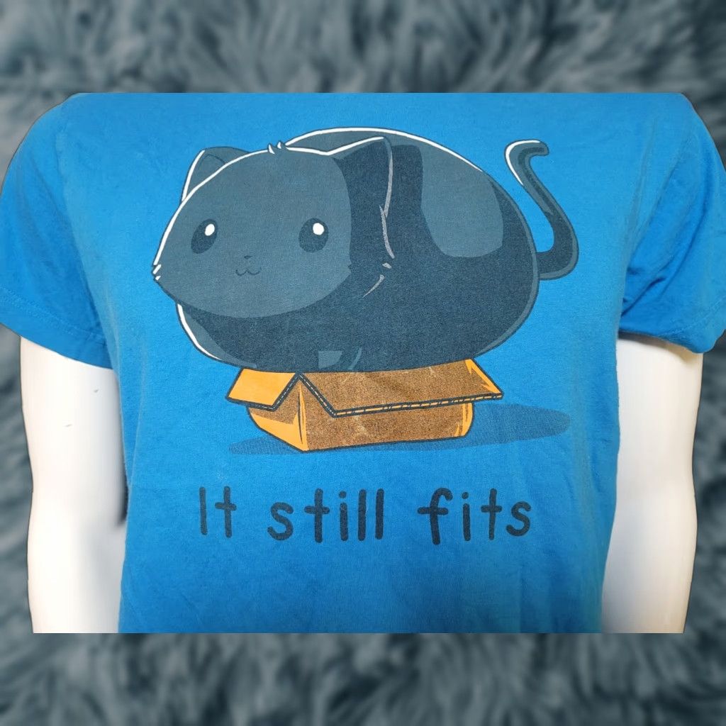 Vintage Womens Tee Turtle T-Shirt Blue XL Funny Cat It Still Fits Graphic Tee Mens Cats Box Humor Shirt Size XL / US 12-14 / IT 48-50 - 1 Thumbnail