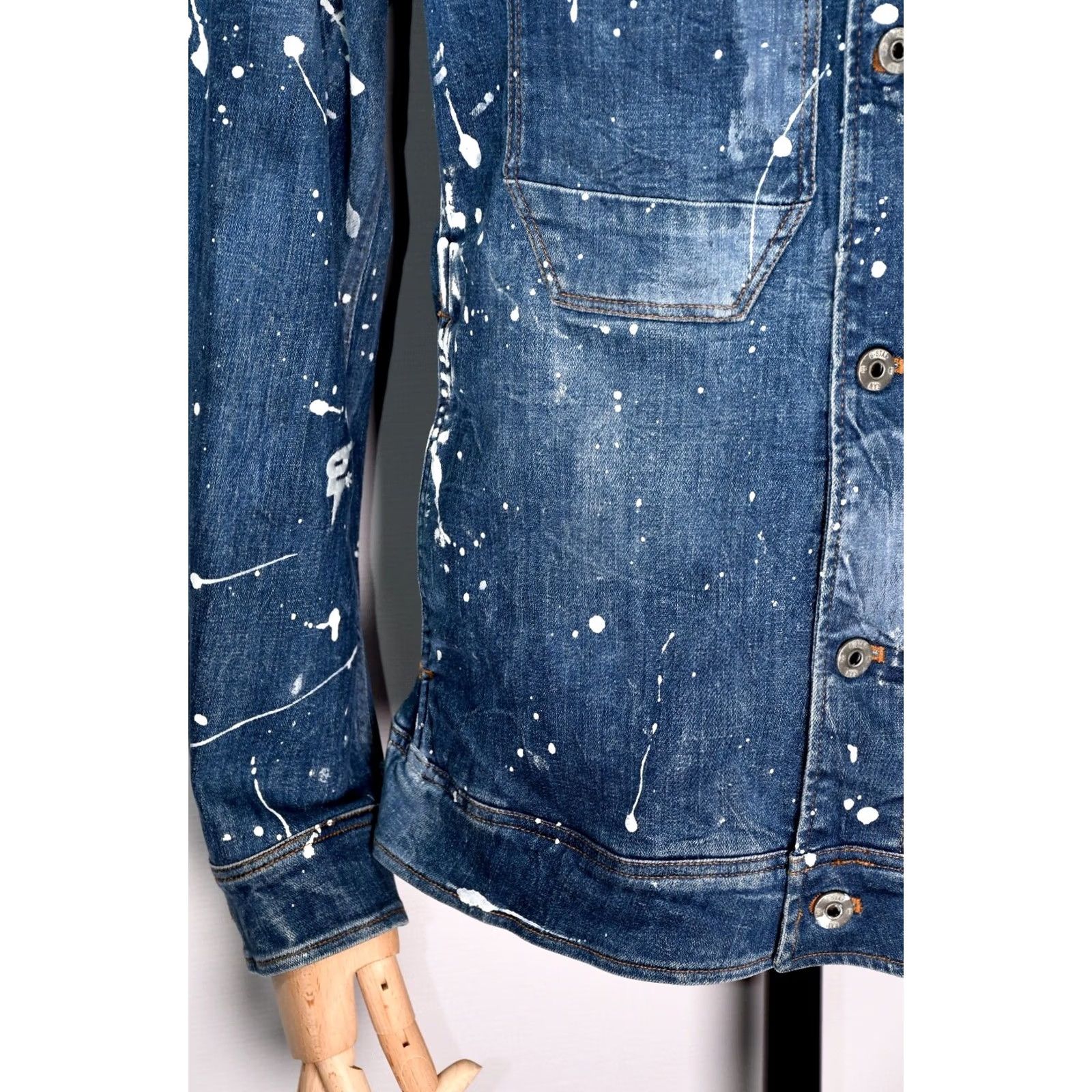 G-Star G-Star Raw Wolker 3D Slim Extreme Painted Denim Men's Jacket M Blue Painted Denim Jacket Mens 90s (no) Size US M / EU 48-50 / 2 - 4 Thumbnail
