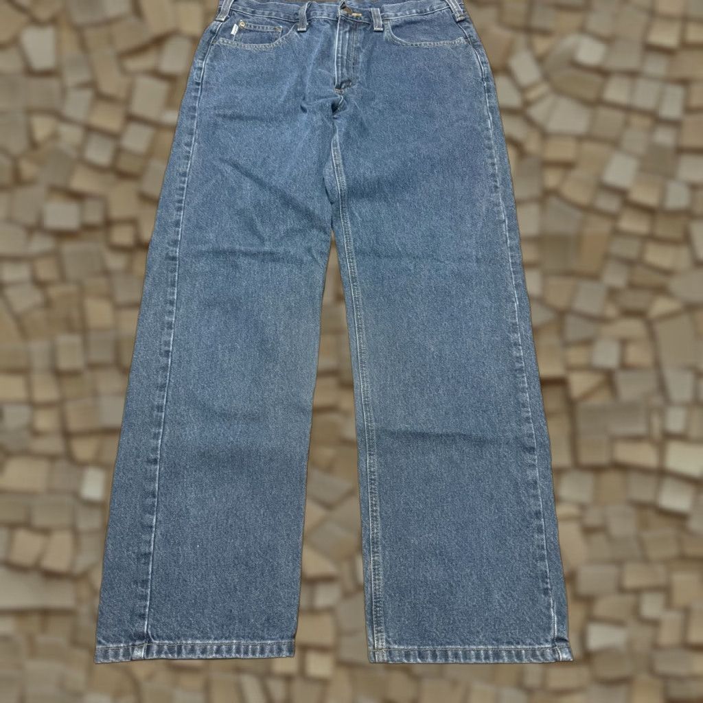 Carhartt Carhartt Jeans Men 36x32 Blue Denim Relaxed Fit Straight Leg 5-Pocket Design Vintage No (but avoid extra words) Size US 36 / EU 52 - 1 Thumbnail