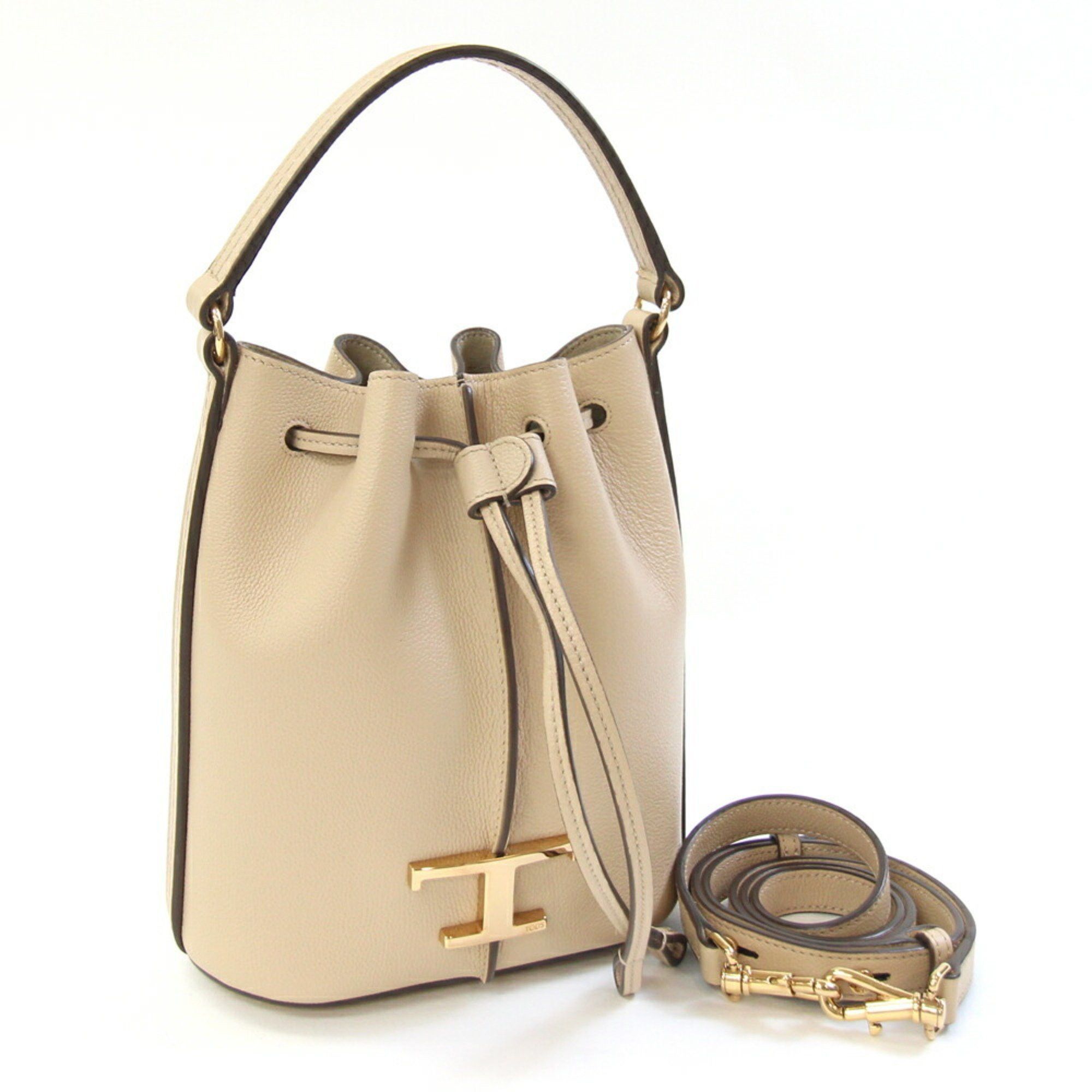 Tod's T-Timeless Micro Bucket Bag XBWTSAQ0000Q8E Beige Leather Women's Handbag