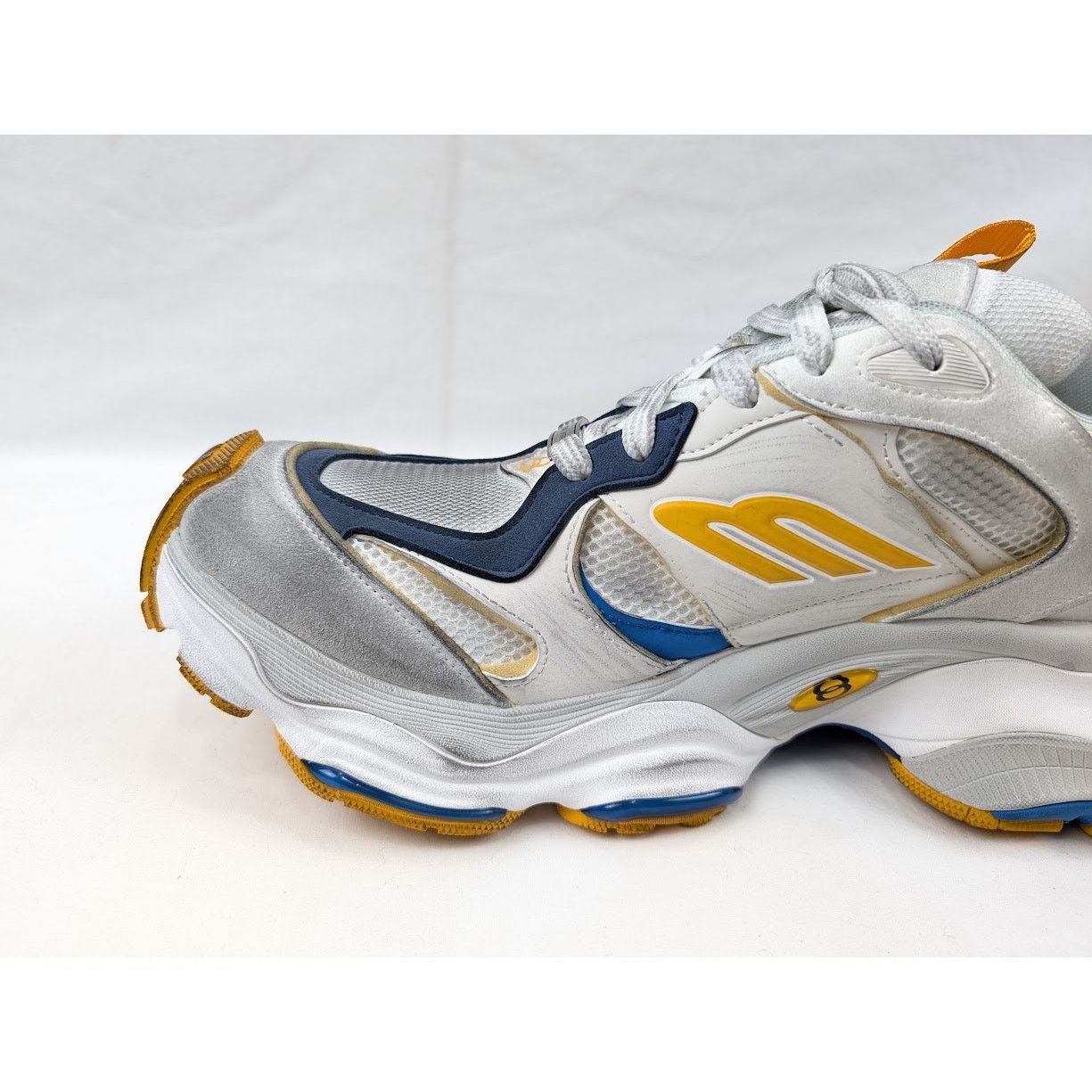 Balenciaga o1rshd1 Cargo Suede Low-Top Sneakers White/Grey/Orange/Blue Size US 12 / EU 45 - 3 Thumbnail