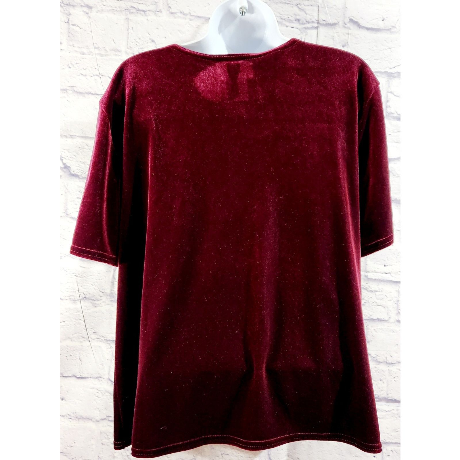 Other Kathie Lee Burgundy Velour Glitter Floral Bodice Top XL Size XL / US 12-14 / IT 48-50 - 3 Thumbnail