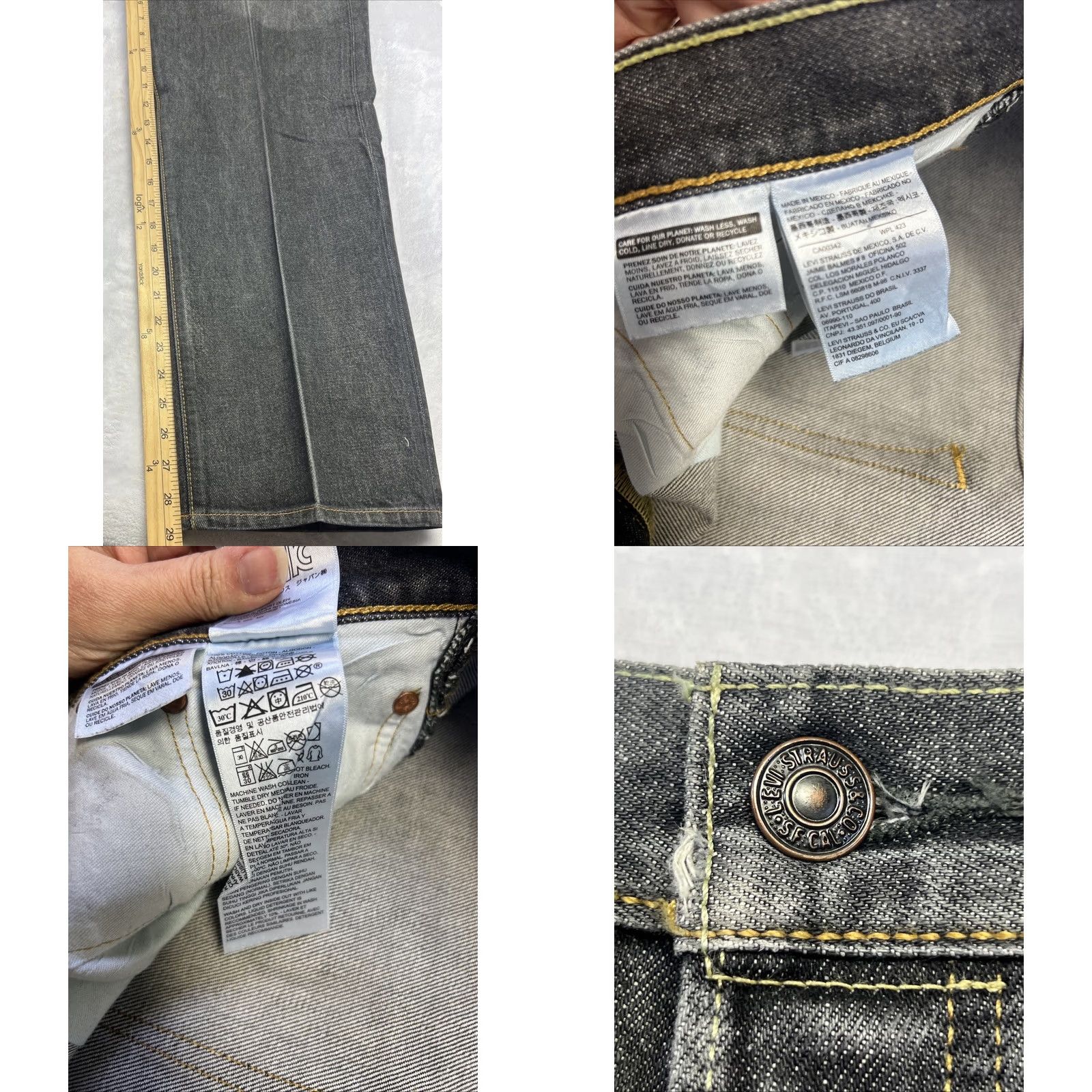 Levi's Levi’s 501 Jeans Mens Dark Gray Straight Button Fly Denim 40x32 Vintage No Mens Size US 40 / EU 56 - 8 Thumbnail