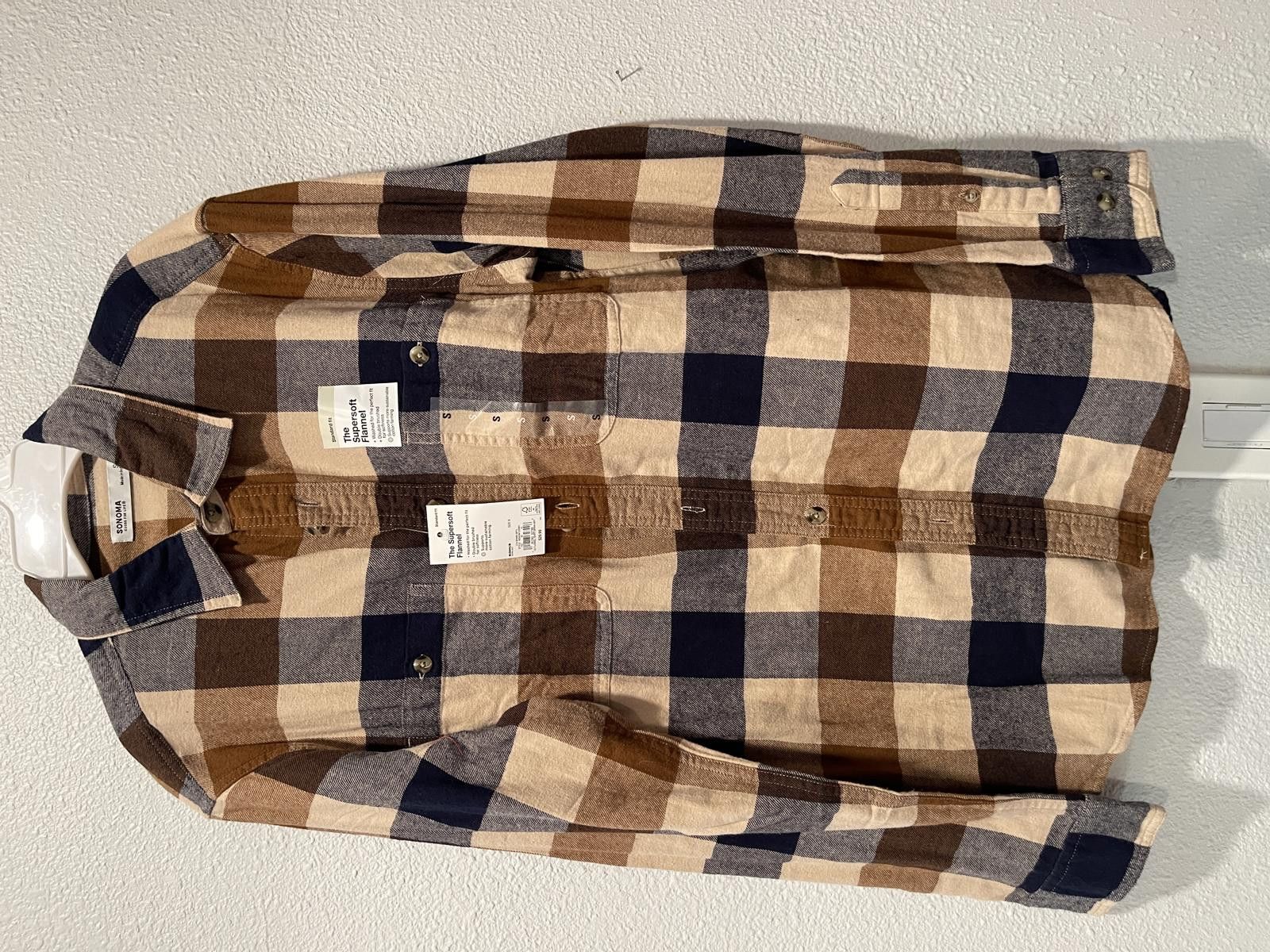 Sonoma Sonoma The Supersoft Flannel Shirt - Brown/Beige/Blue Plae Size US S / EU 44-46 / 1 - 1 Thumbnail