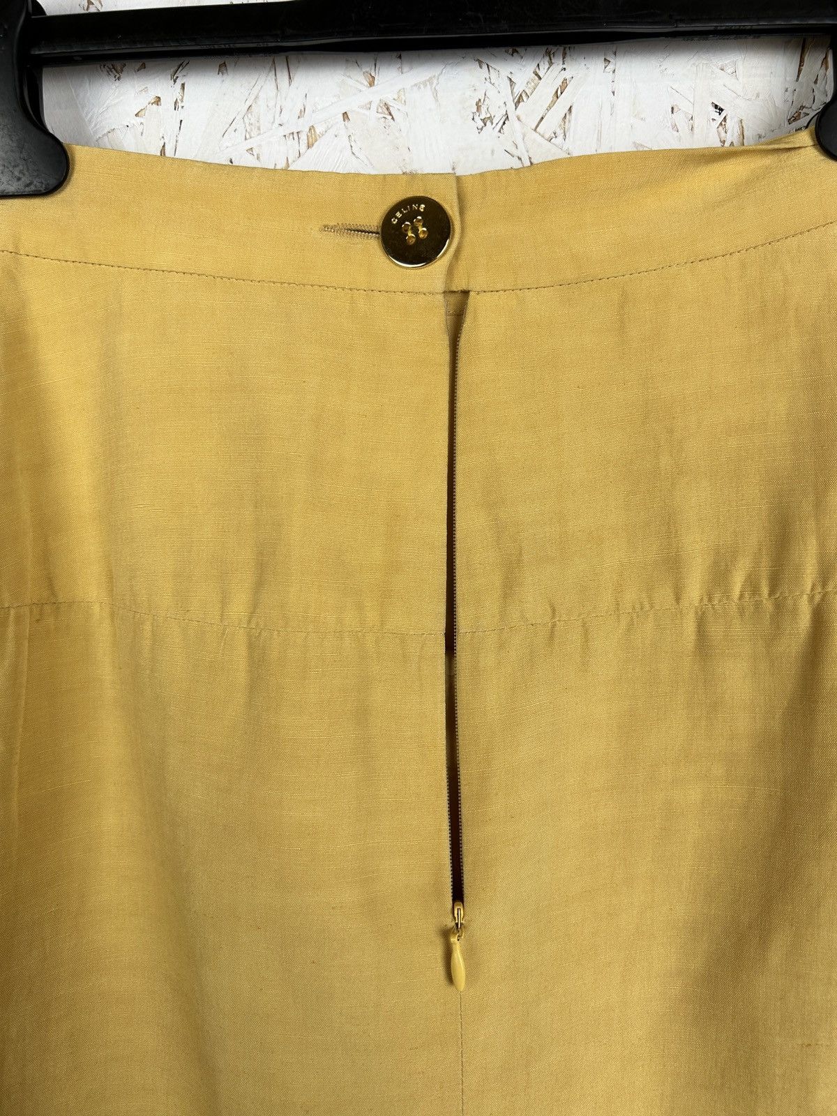 Celine 90s Vintage Celine Paris Linen Metal Chain Skirt Size 38 Size 26" / US 2 / IT 38 - 7 Thumbnail