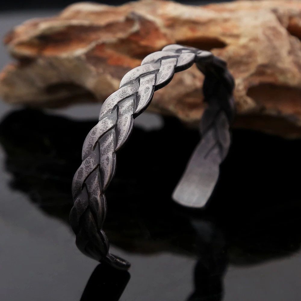 Jewelry × Vintage Punk Vintage 316L Stainless Steel Braided Twist Bracelet Size ONE SIZE - 1 Thumbnail