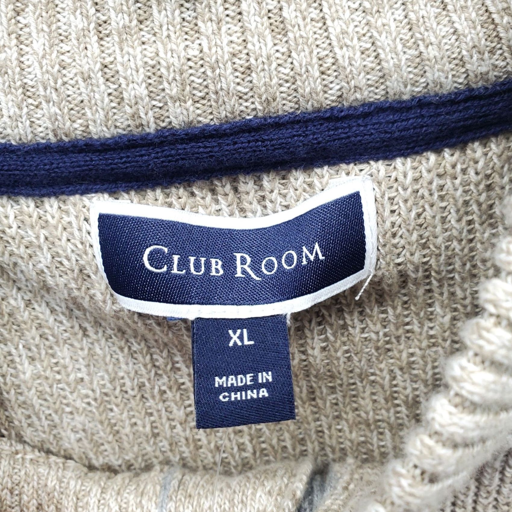 Club Room Club Room Mens XL Sweater Knit Mock Neck 1/4 Button Brown Wool-Free Timberwolf Marled Crew Casual/Travel Size US XL / EU 56 / 4 - 6 Thumbnail