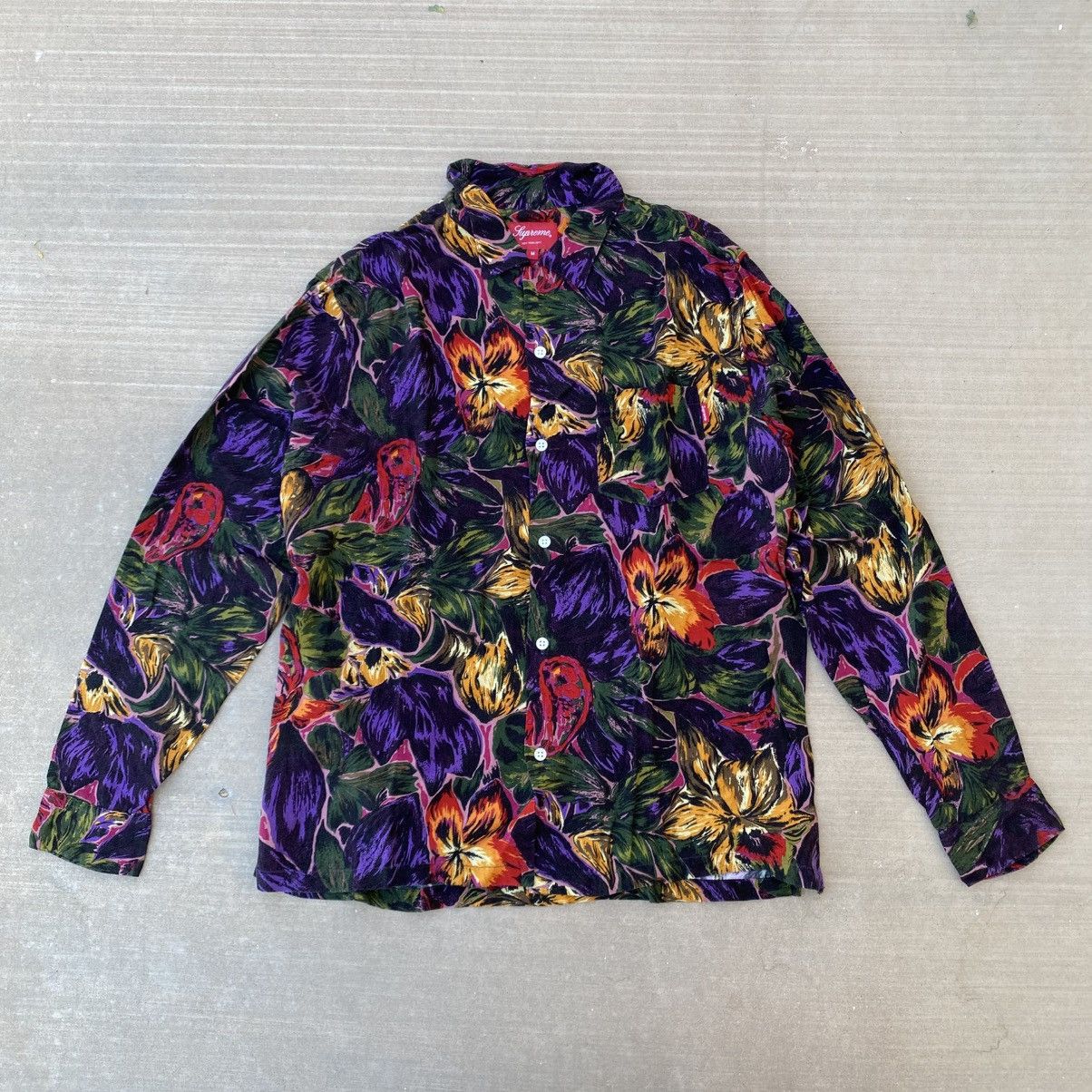 Supreme Supreme Painted Flower Rayon Shirt Purple 2017 Designer Size US M / EU 48-50 / 2 - 5 Thumbnail