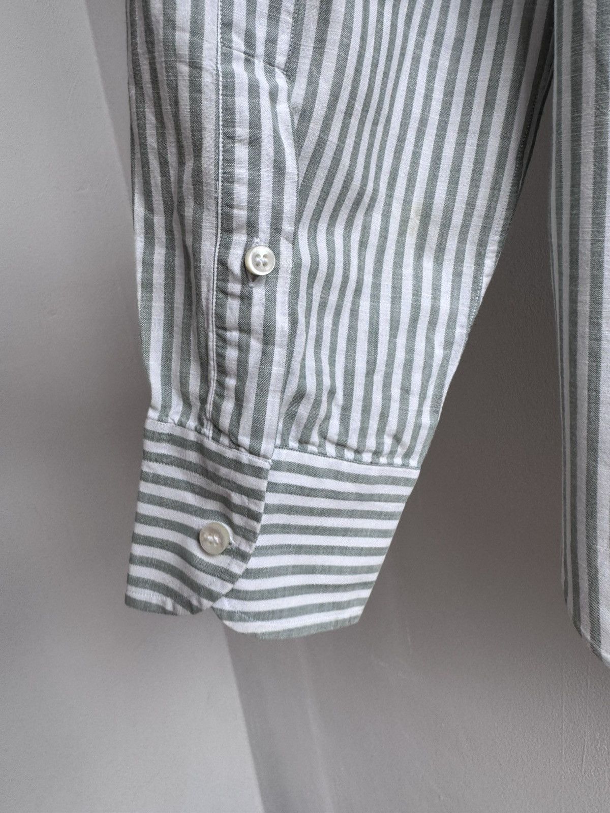 Loro Piana Loro Piana Striped Cotton Button Up Shirt Long Sleeve Green Size US XXL / EU 58 / 5 - 17 Thumbnail