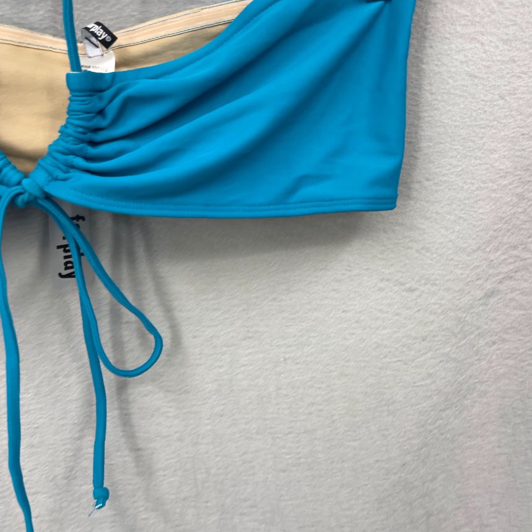 Vintage Forplay Bikini Top Women L Halter Blue Teal Adjustable Strappy 2-4 2pc Swimsuit Top boho Y2K Patriotic Beach Mens Womens Size L / US 10 / IT 46 - 5 Thumbnail