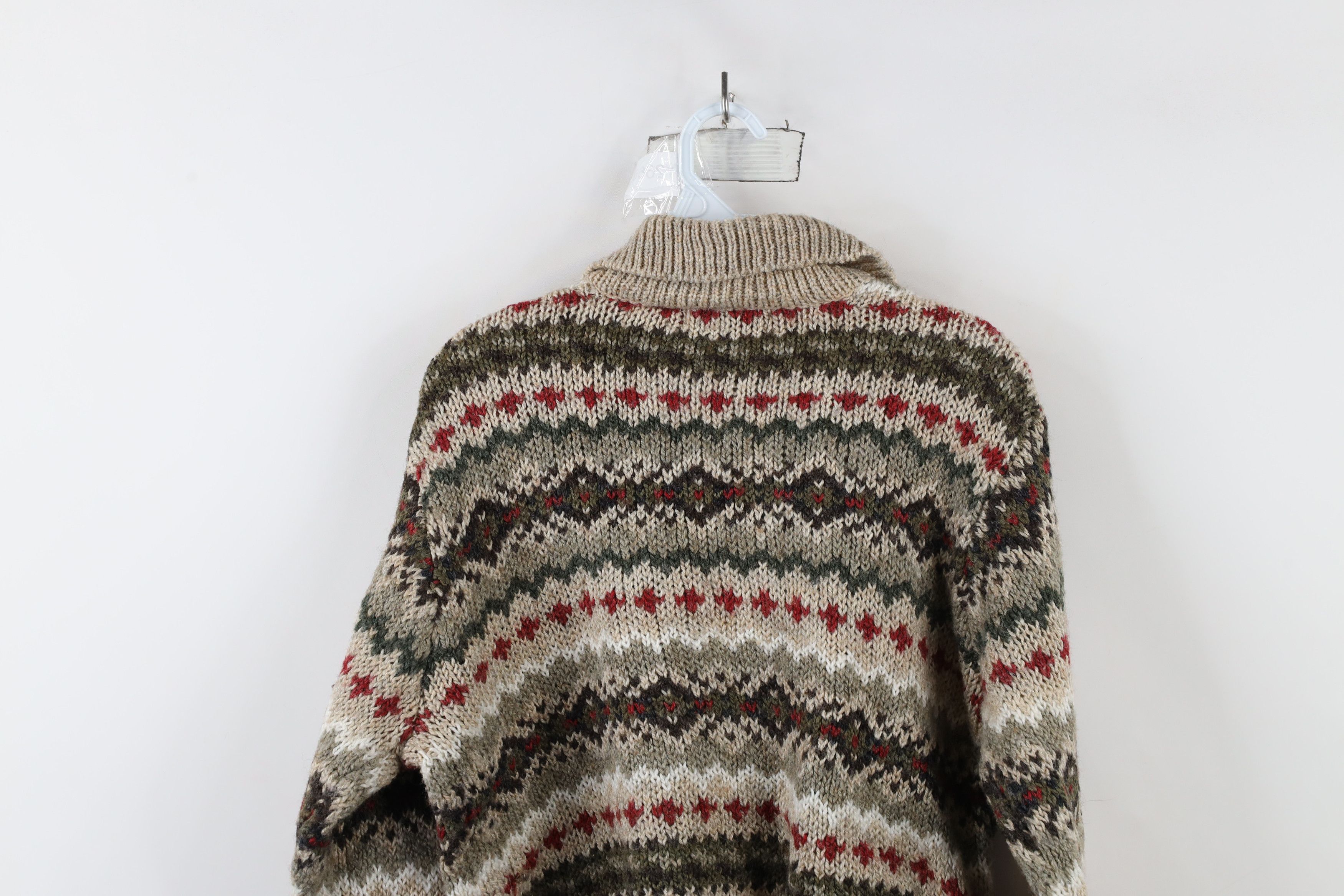 Vintage Vintage 90s Streetwear Fair Isle Knit Zip Cardigan Sweater Size L / US 10 / IT 46 - 8 Thumbnail
