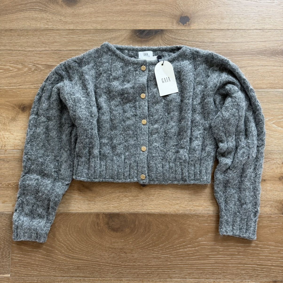Cult Gaia Gap x Cult Gaia Cropped Cable Knit Grey Cardigan Size L / US 10 / IT 46 - 1 Thumbnail