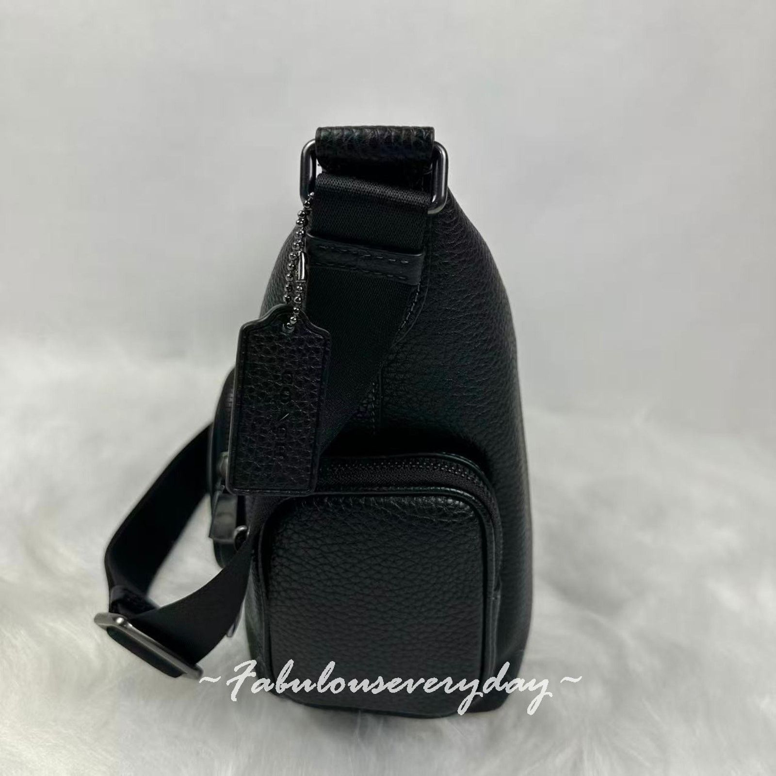 Coach Coach Men's Finn Crossbody Bag Pockets Leather/Silver/Black Size ONE SIZE - 3 Thumbnail
