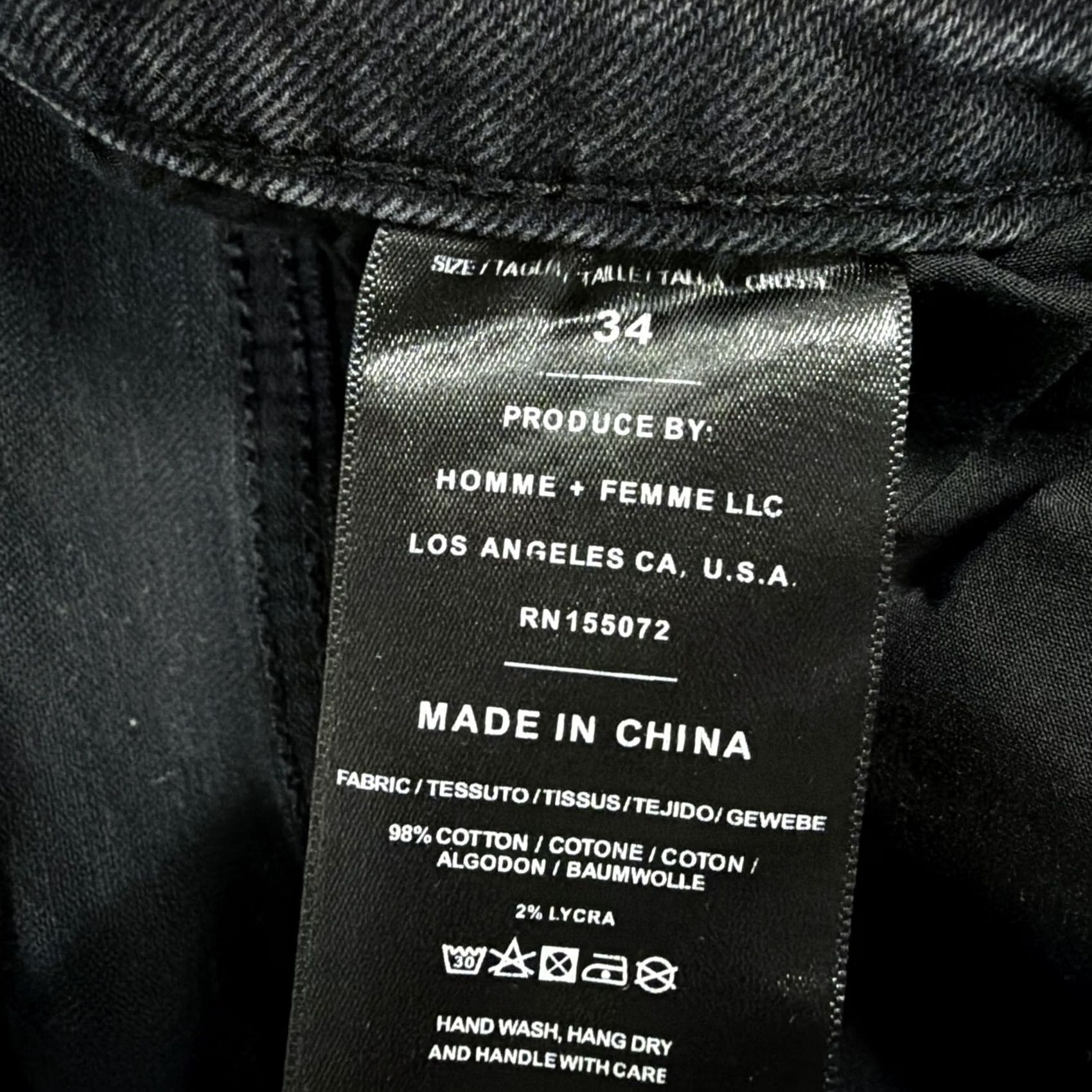 Vintage Homme Femme Patched Distressed Jean Men's Size 34 Black Denim Wear 5-Pocket Regular Rise 10-12in Inseam 30in Charcoal Wash Vintage No Mens Jeans Size US 34 / EU 50 - 5 Thumbnail