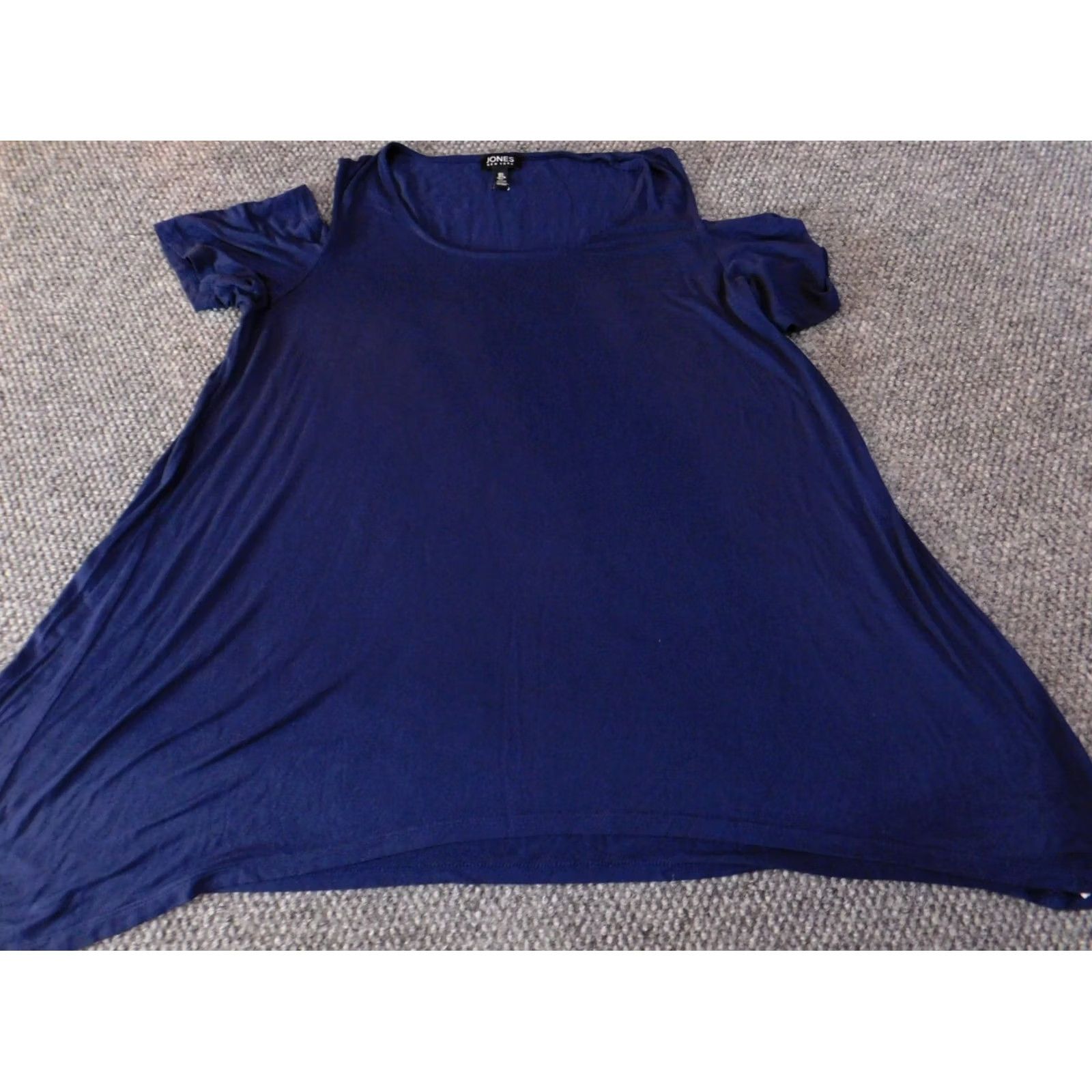 Jones New York Jones New York Blouse Shirt Womens L Blue Off the Shoulder Casual Stretch Regular Cap Sleeve Button Vintage: No Size L / US 10 / IT 46 - 4 Thumbnail
