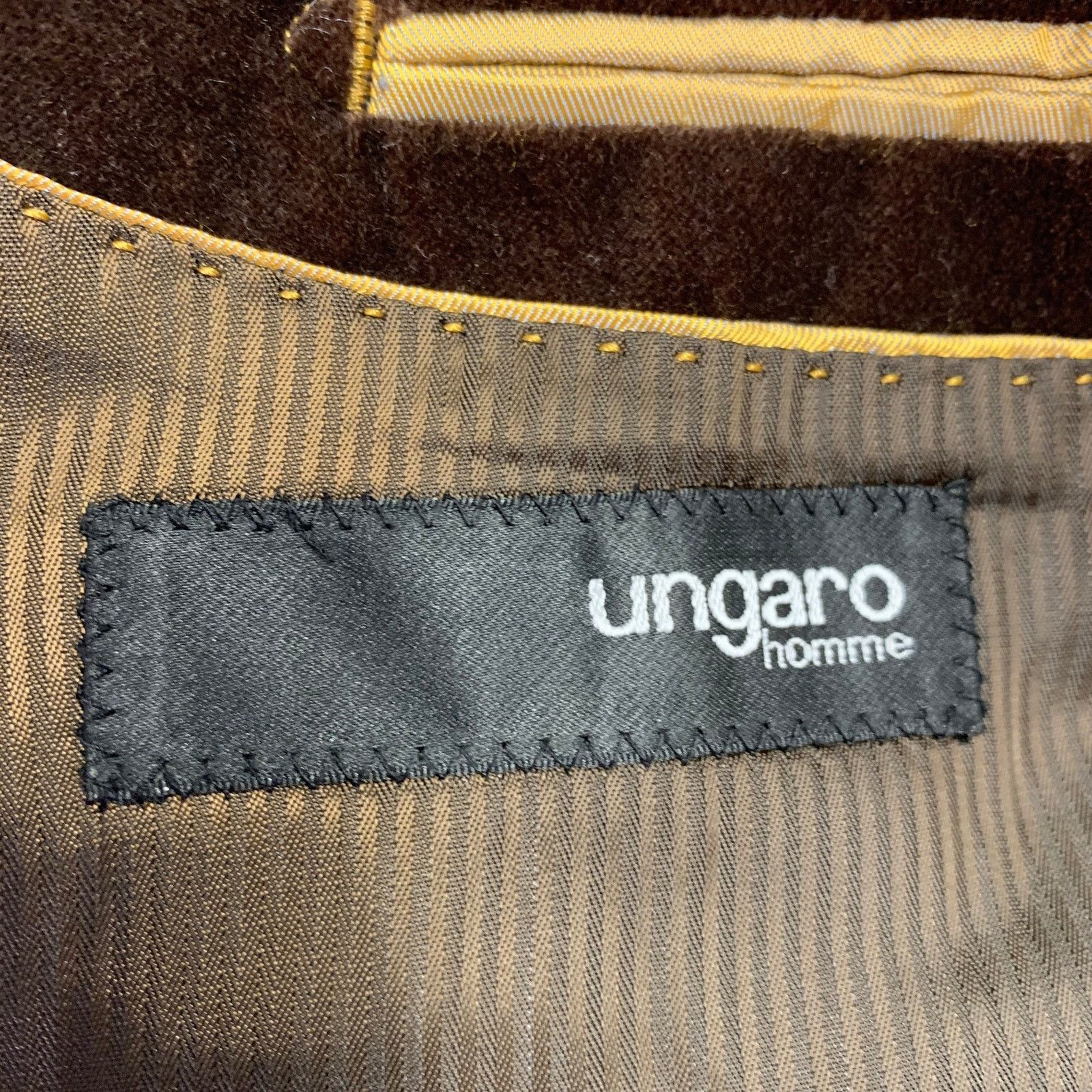 Ungaro Paris UNGARO Regular Brown Velvet Cotton Peak Lapel Sport Coat Size 40R - 8 Thumbnail