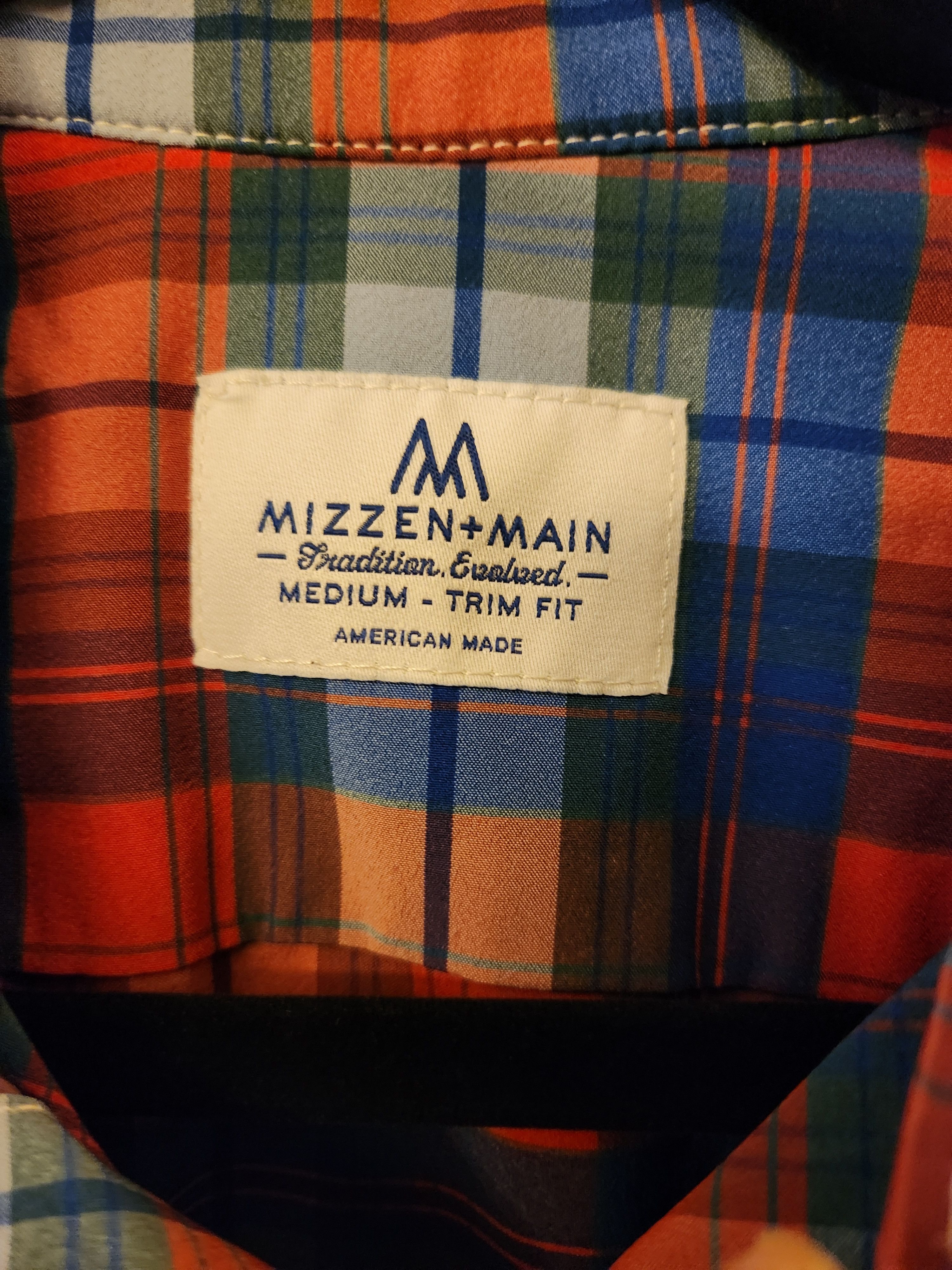 Mizzen+Main NWOT Men's Button Front Plaid Trim Fit Long Sleeve Shirt Size US M / EU 48-50 / 2 - 3 Thumbnail