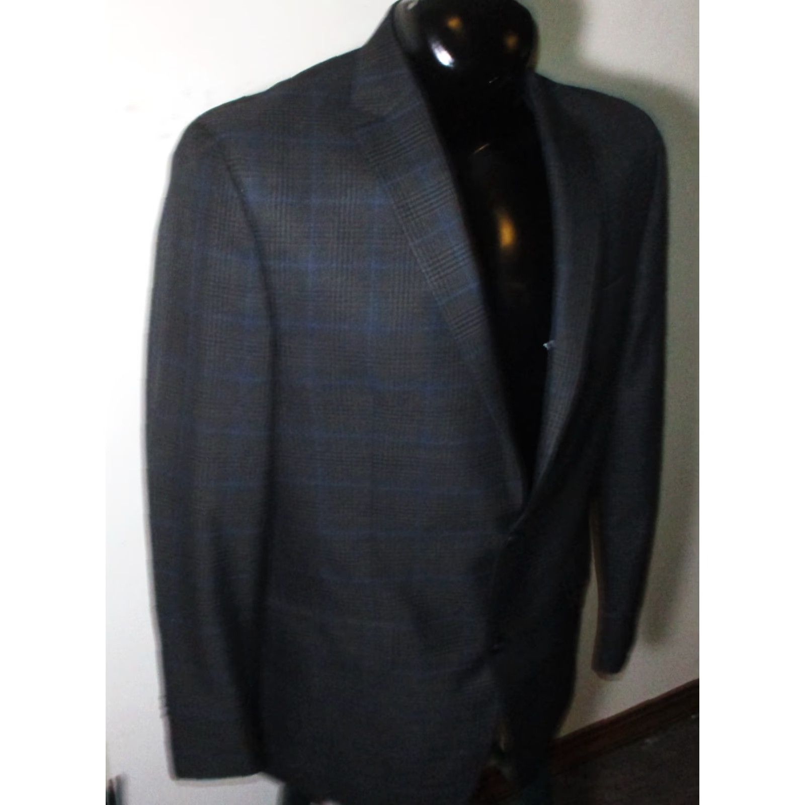 Michael Kors MICHAEL KORS Gray Blazer Jacket Mens 42 Long NWOT One Piece Coat Coat Blazer Jacket Mens Gray Blue Check 42 Long 2 Button Front 4 Button Cuffs Size 42R - 4 Thumbnail