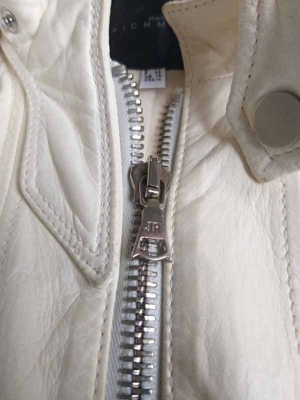 John Richmond John Richmond Leather Biker Jacket White Archive Y2K Size L / US 10 / IT 46 - 2 Thumbnail