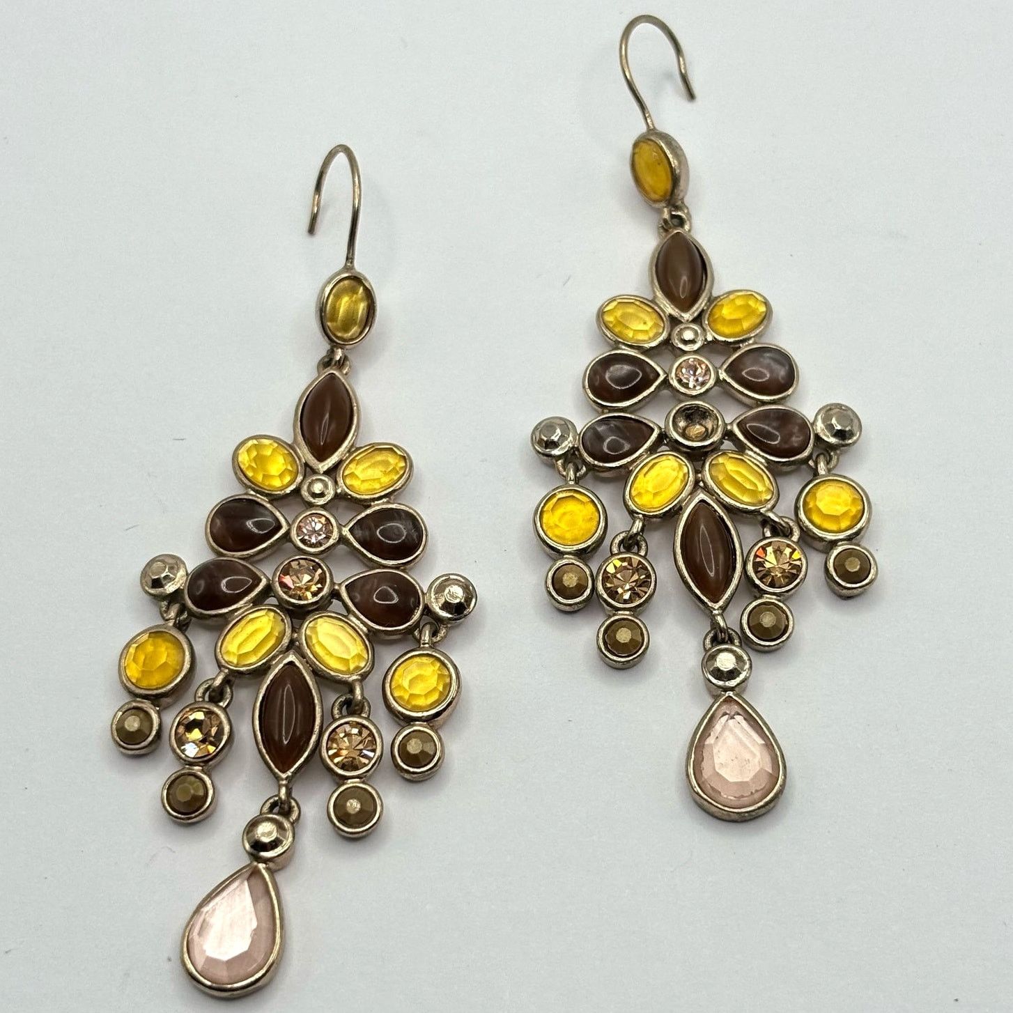 Other Silver & Yellow Drop Crystal Earrings Size ONE SIZE - 2 Thumbnail