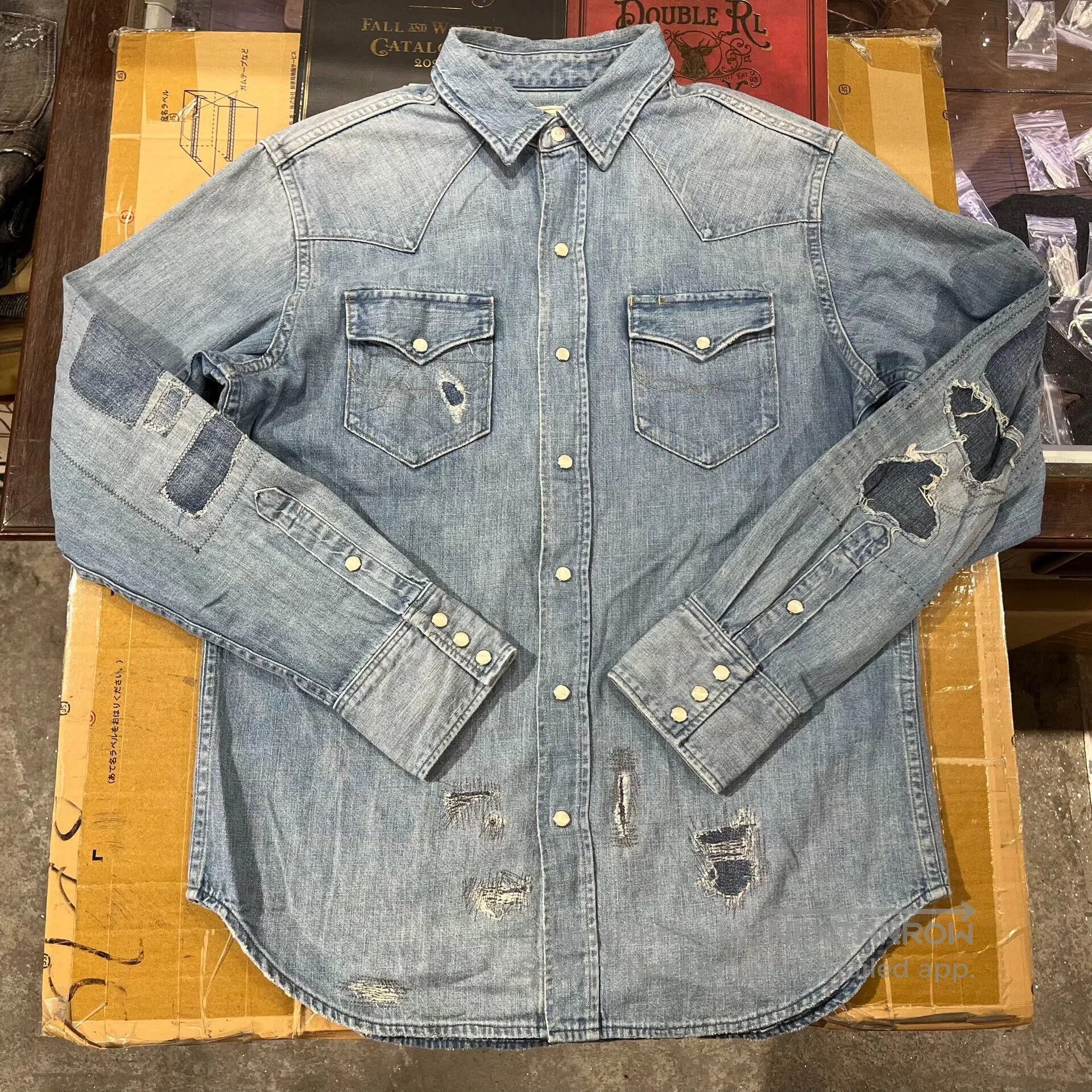 RRL Ralph Lauren vintage ralph lauren distressed denim shirt. Size US M / EU 48-50 / 2 - 1 Thumbnail