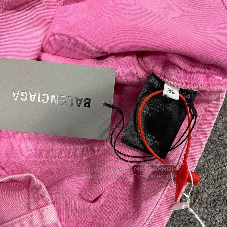 Balenciaga Balenciaga Pink Washed Distressed Denim Shorts Size 35" - 6 Thumbnail
