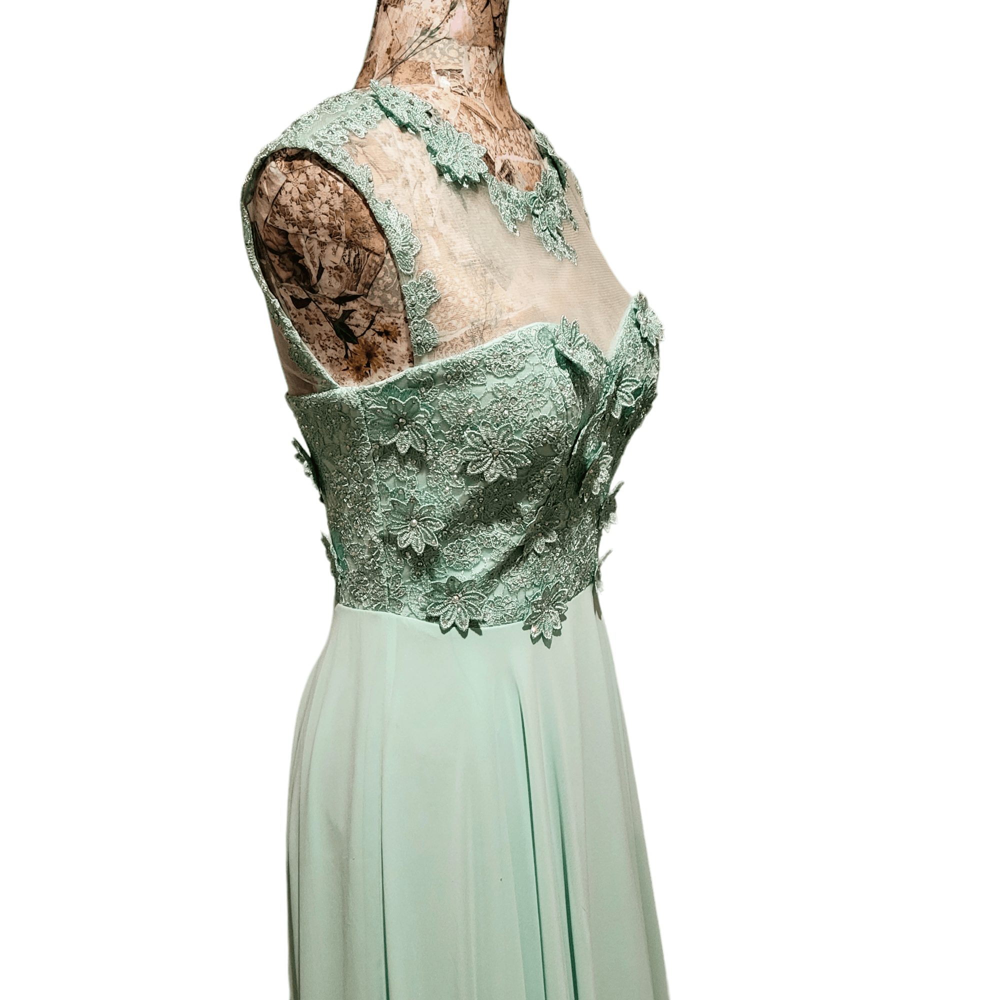 Triangl City Triangles Green Rhinestones Sweetheart Long Prom Gown Size XS / US 0-2 / IT 36-38 - 4 Thumbnail