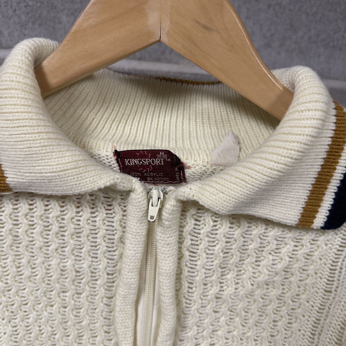 Vintage 60s Acrylic Cable Knit Golf Zip Sweater ERD Grunge Preppy Size US M / EU 48-50 / 2 - 4 Thumbnail